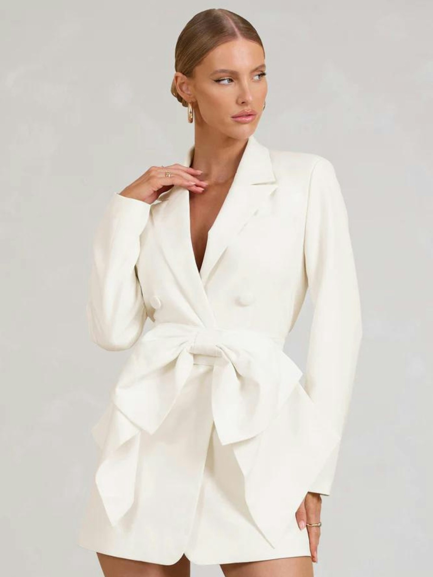Club L London Prized White Tailored Blazer Mini Dress