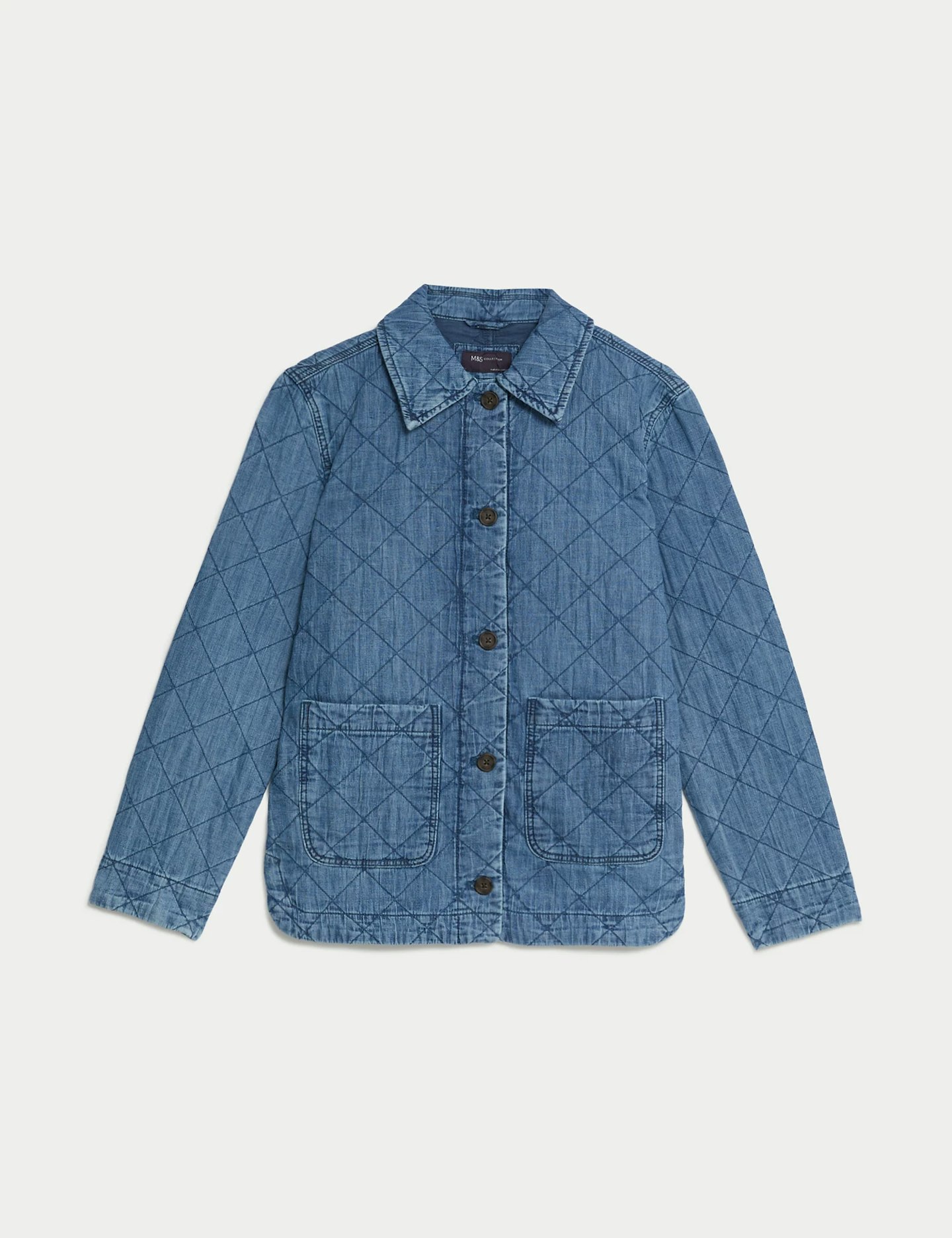 M&S Collection Pure Cotton Denim Quilted Shacket