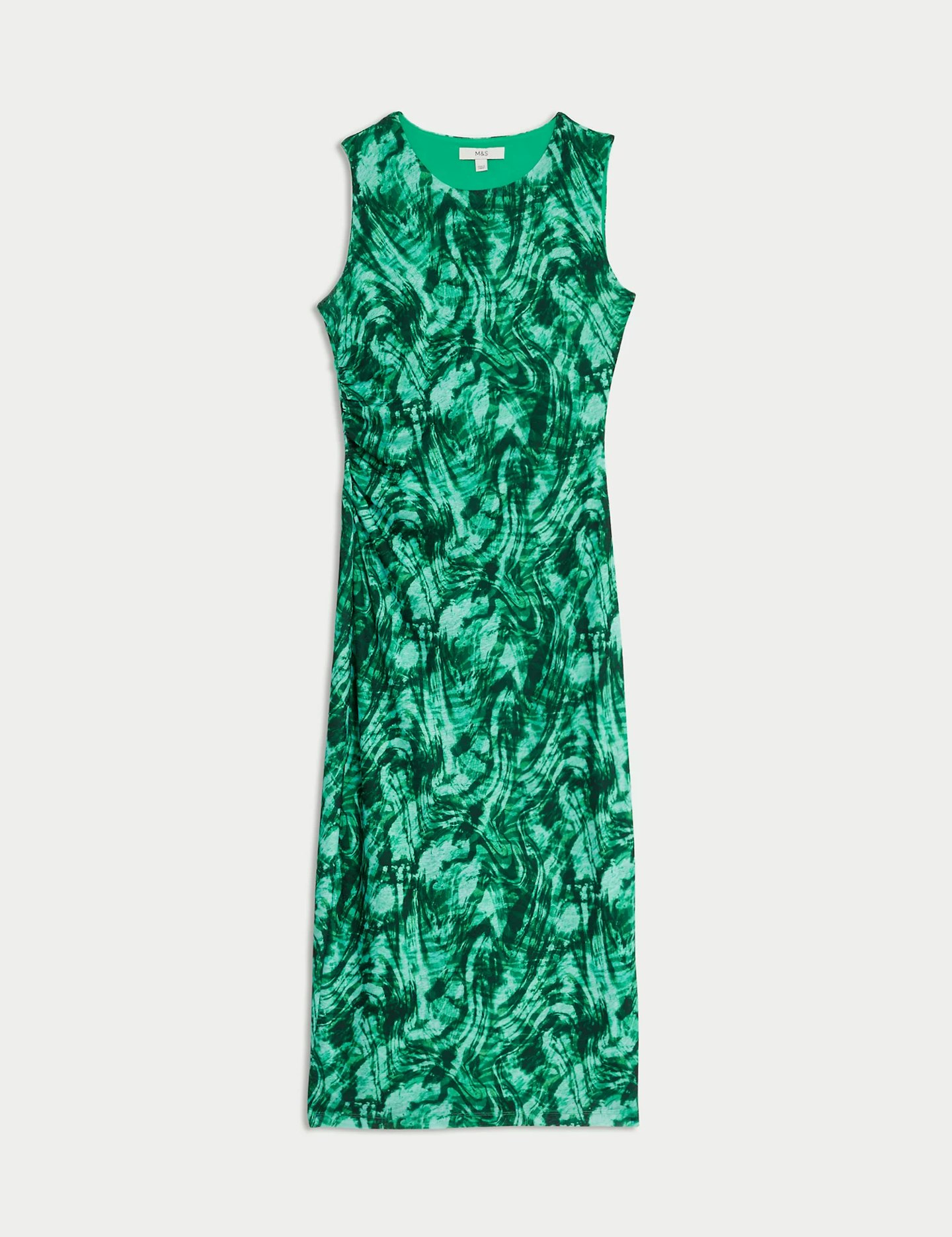 M&S Collection Printed Round Neck Mesh Midi Bodycon Dress