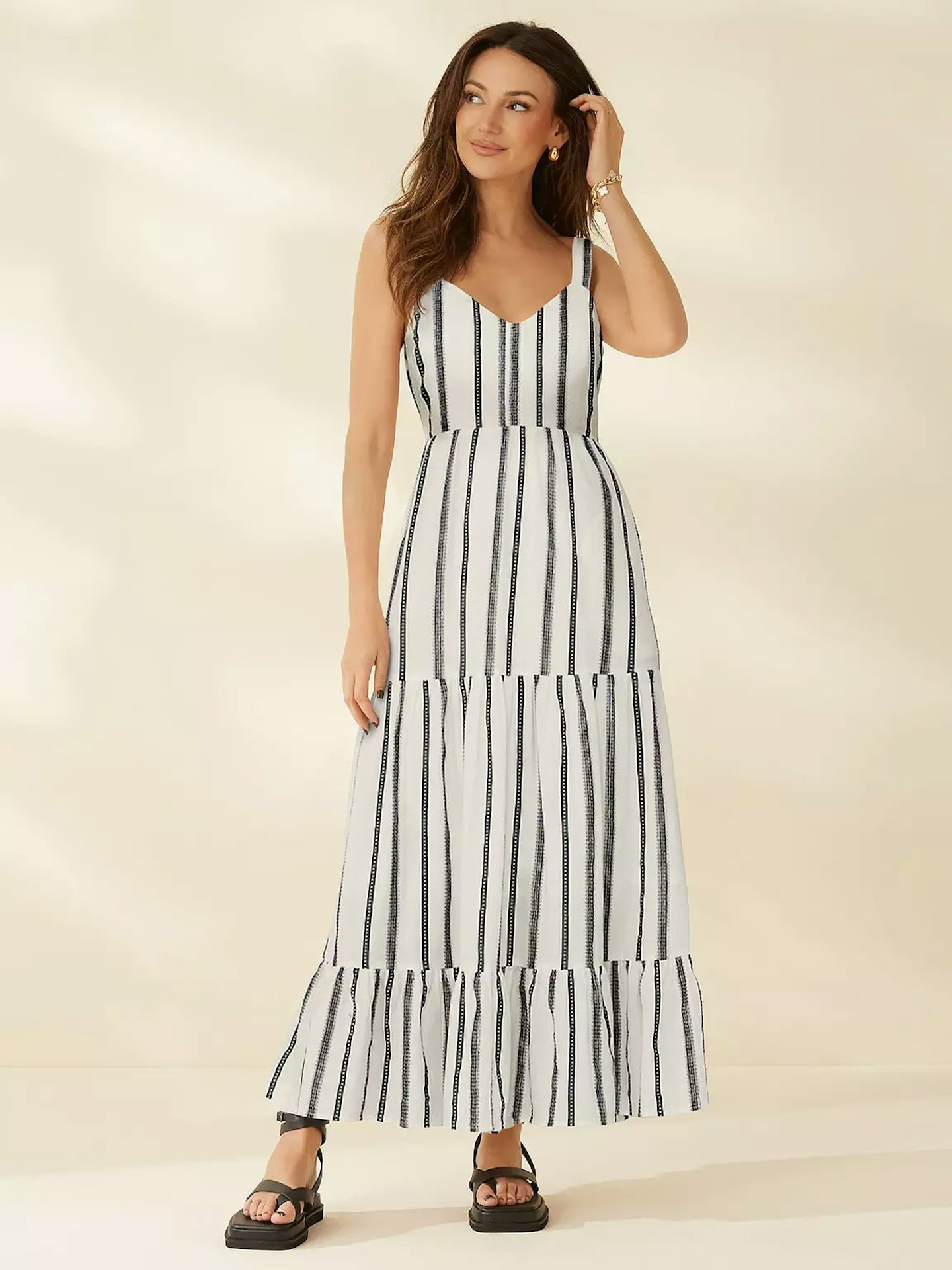 Michelle Keegan Stripe Midaxi Strappy Dress