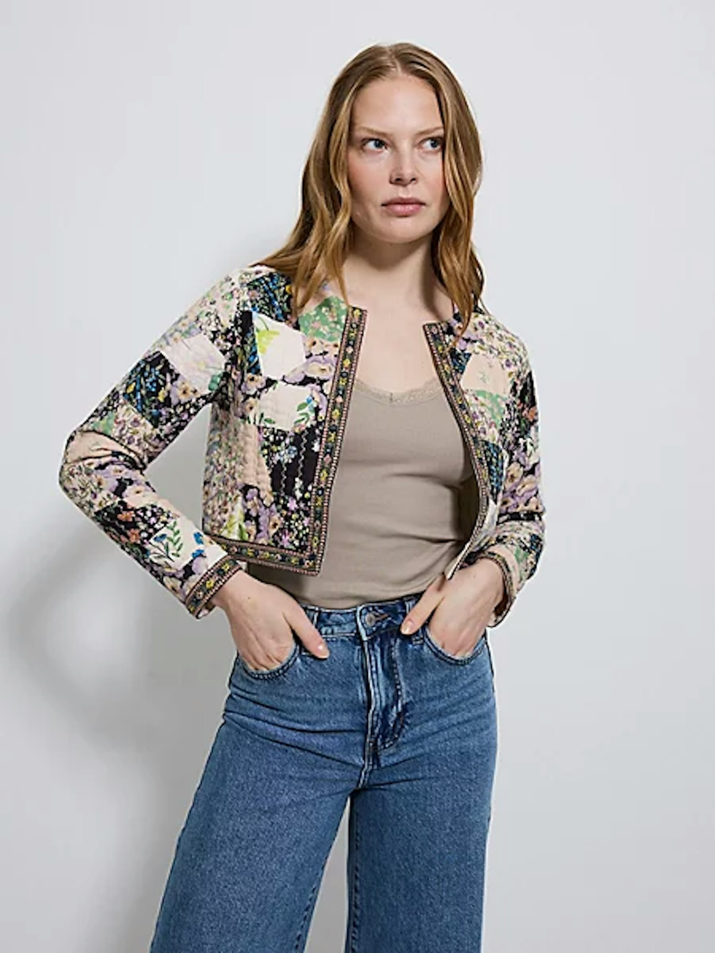 George Floral Quilted Patchwork Cropped Jacket
