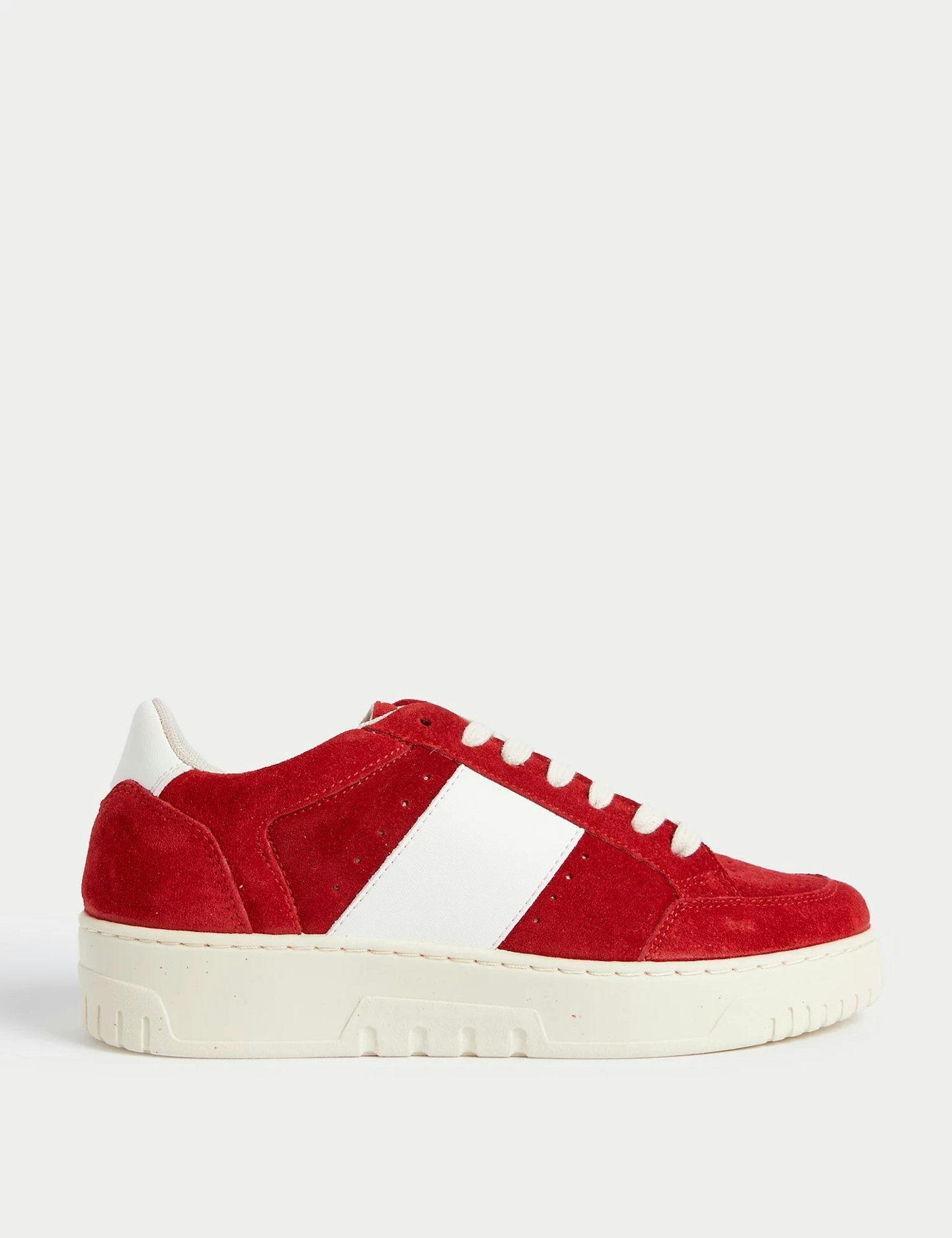 Marks & Spencer Red Suede Lace Up Trainers