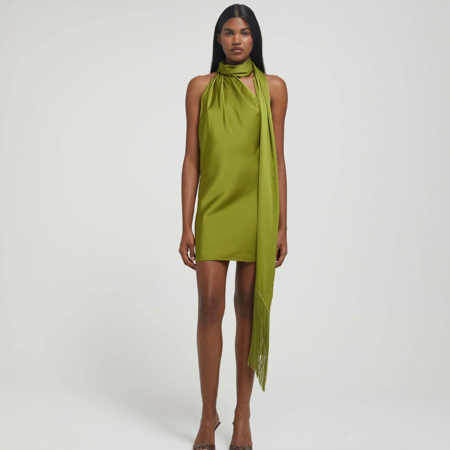 green emerald velvet dress Wedtrend Women Sage Green Prom Dress with Slit A Line Halter Corset Long Satin Convertible Wedding Guest Dress Dress with Keyhole, Sage Green / US18W main image 0