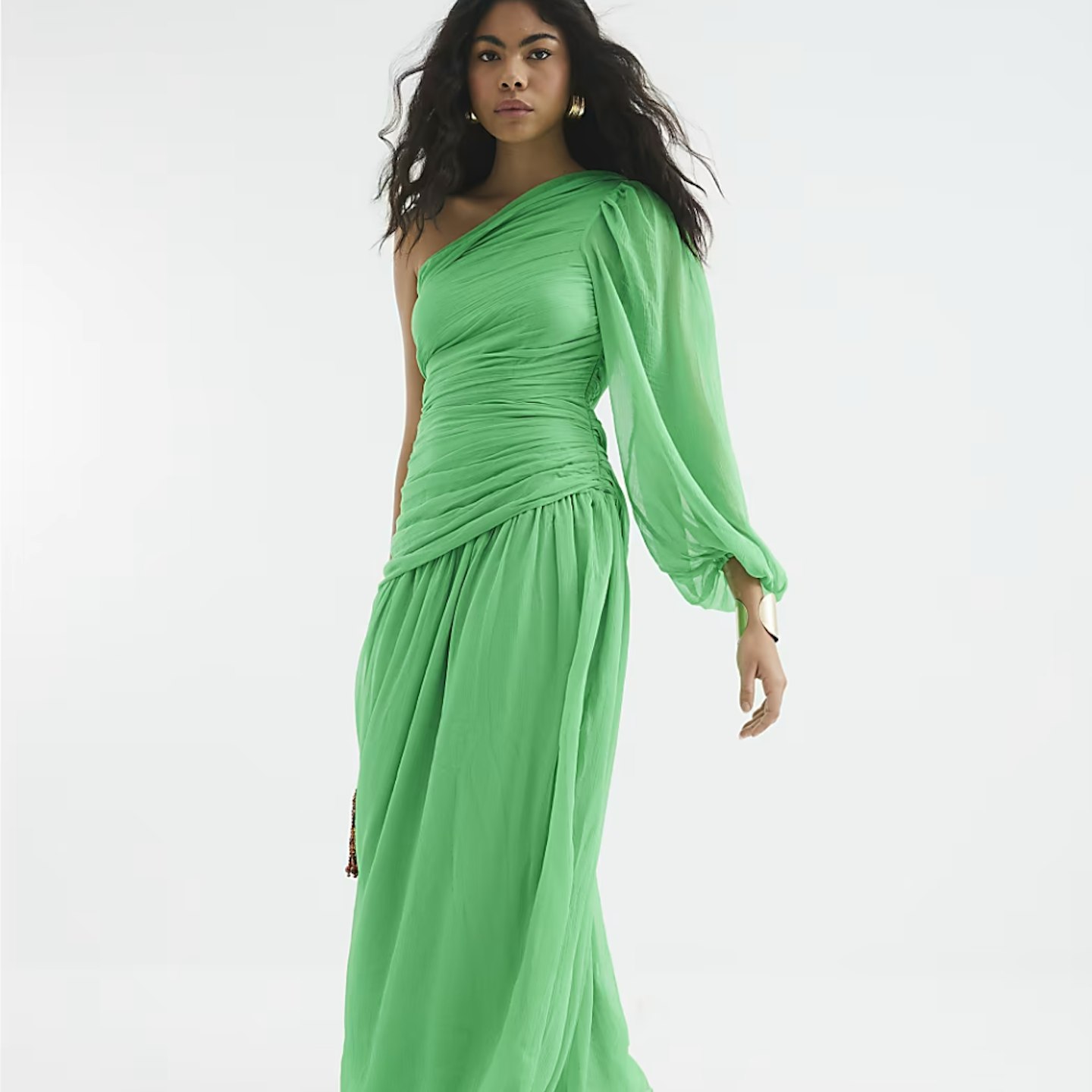 green emerald velvet dress Long Sleeve Long Wedding-Guest Dress 7482 Smoky Blue / 2 main image 0