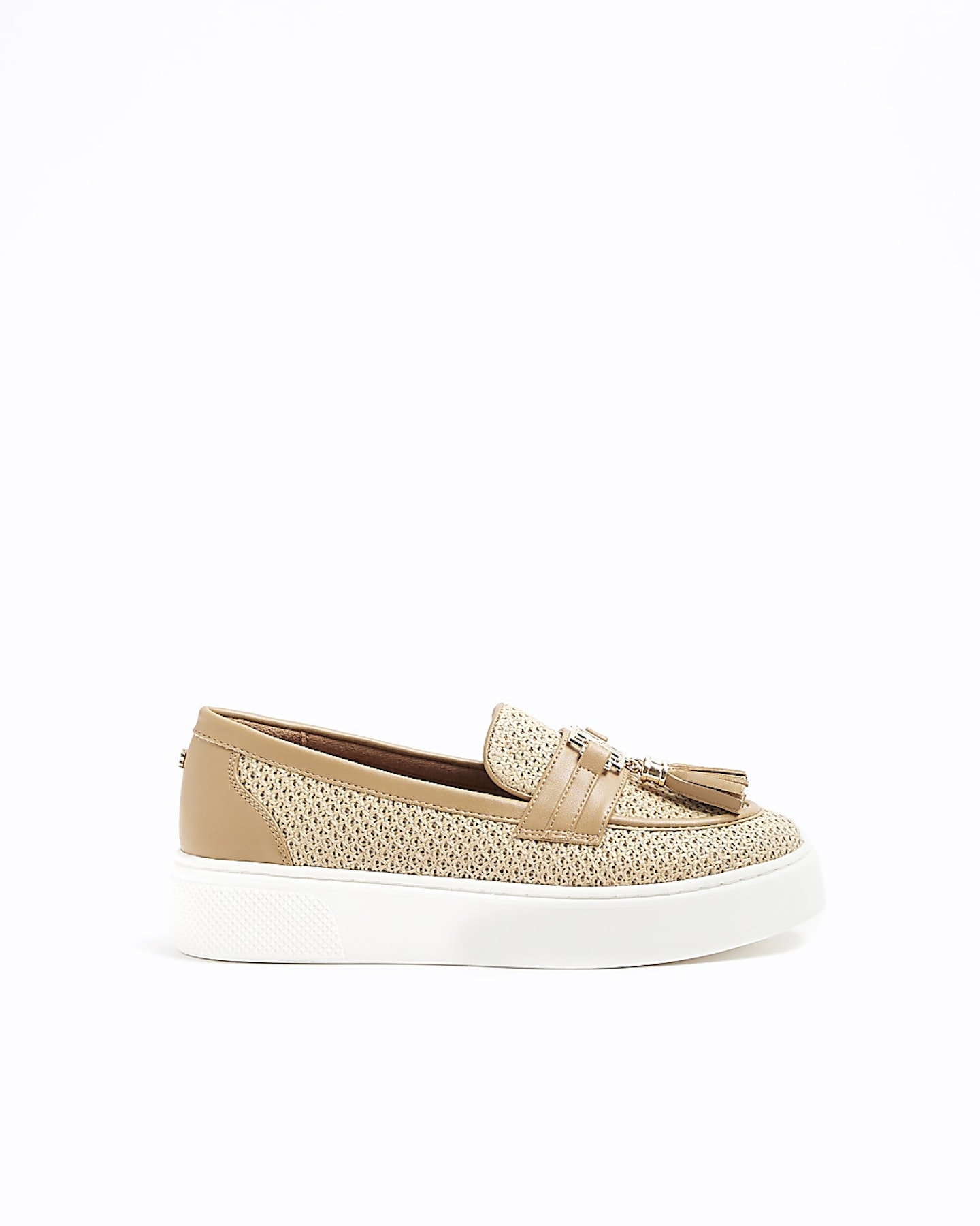 River Island Beige Raffia Slip On Trainers