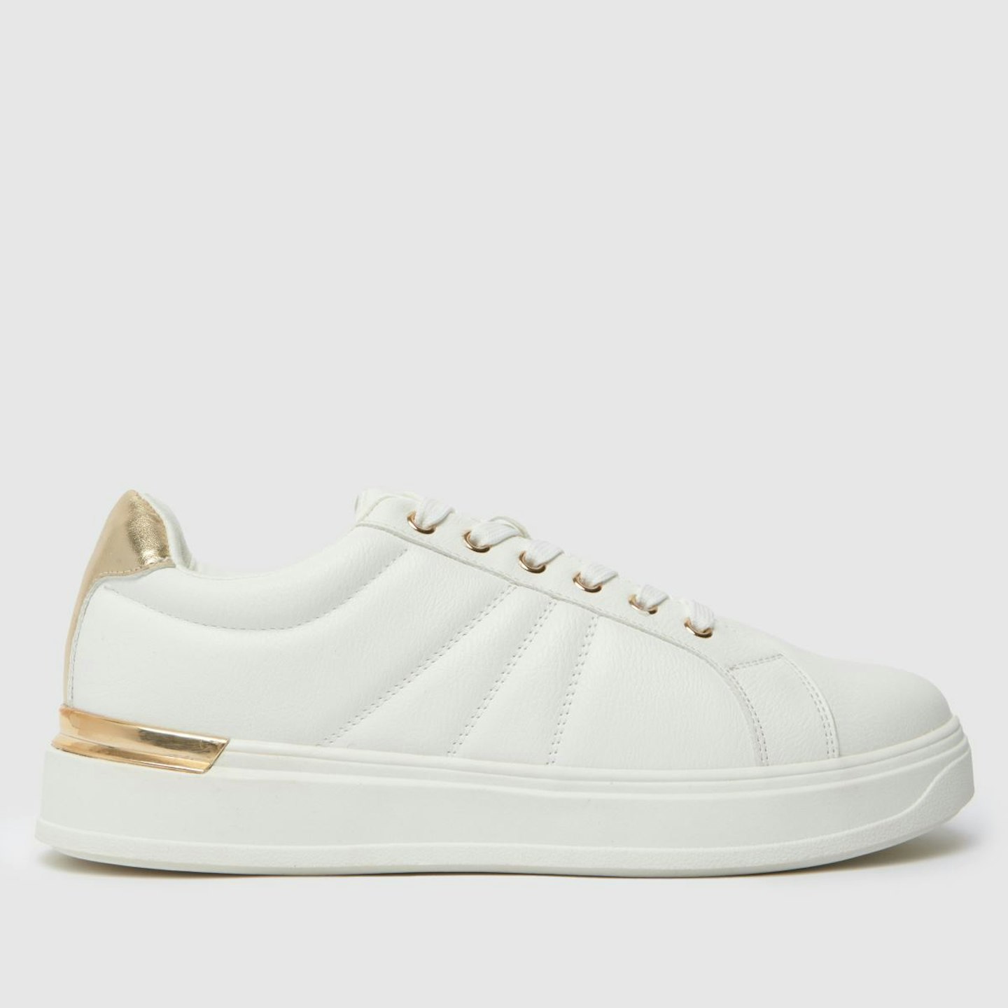 Schuh White and gold Maya Hardware Trainers