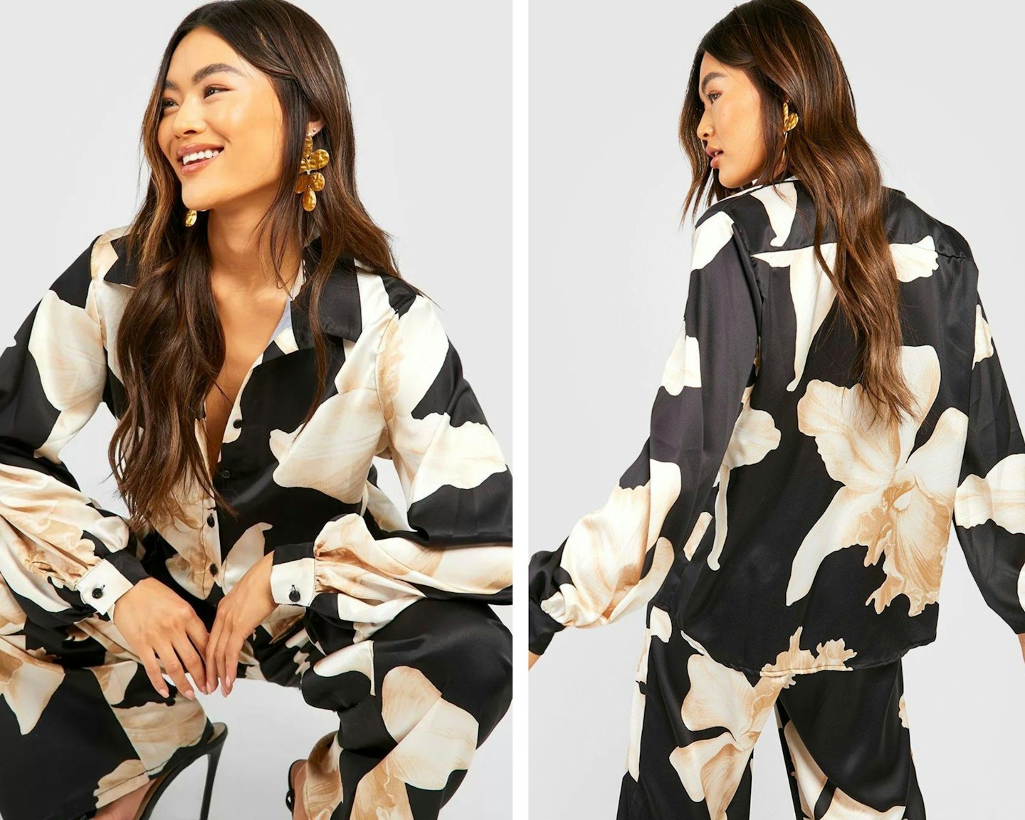 boohoo Large Scale Floral Relaxed Fit Shirt