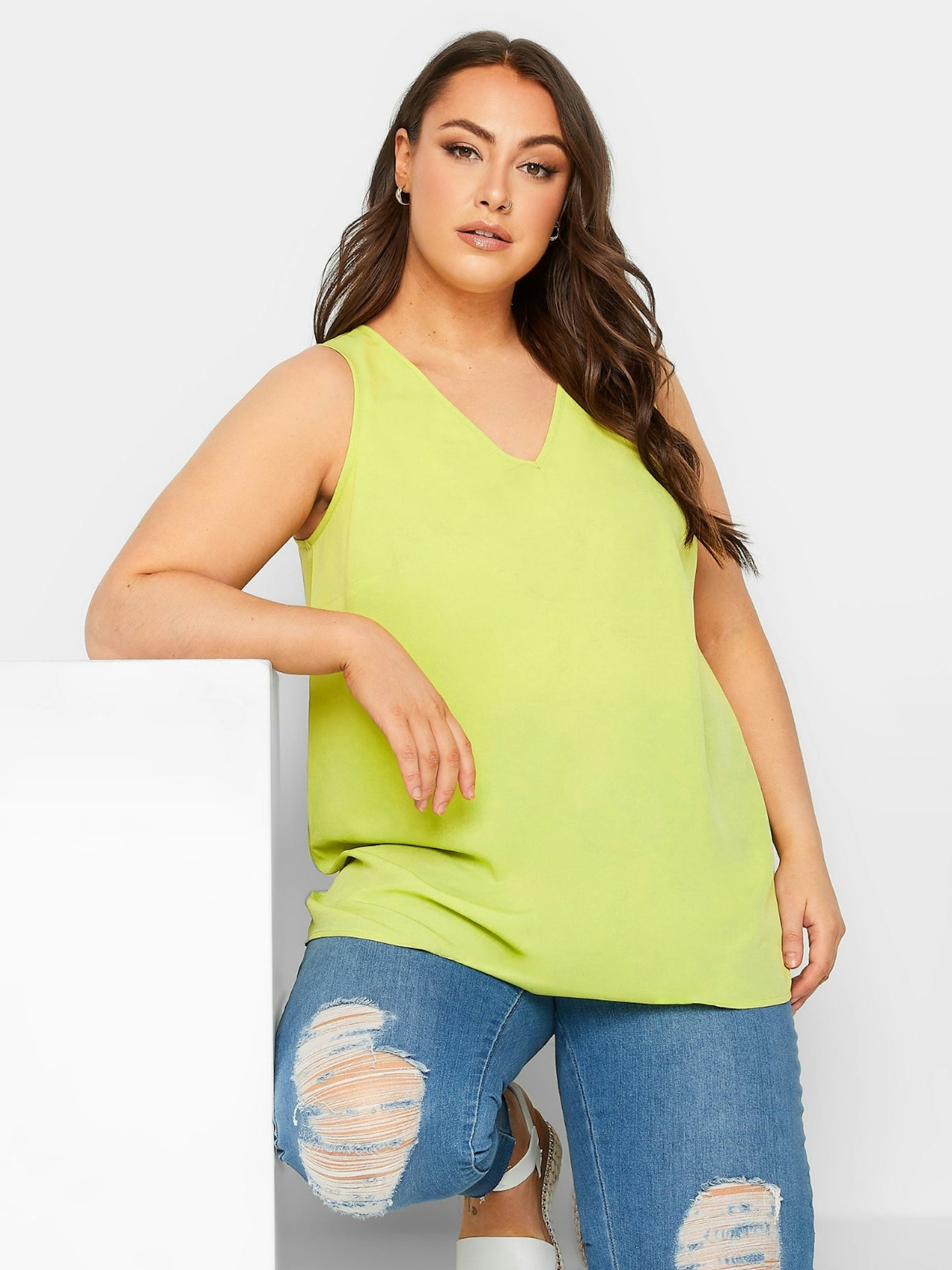 YOURS Curve Lime Green Cami Vest Top
