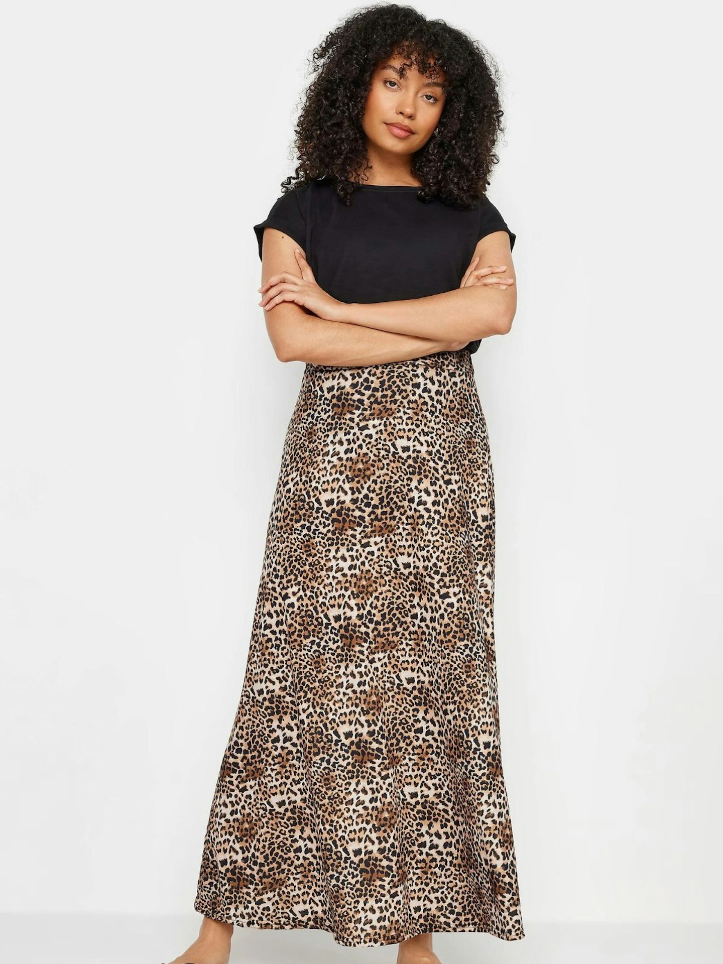 M&Co Natural Brown Leopard Print Maxi Skirt