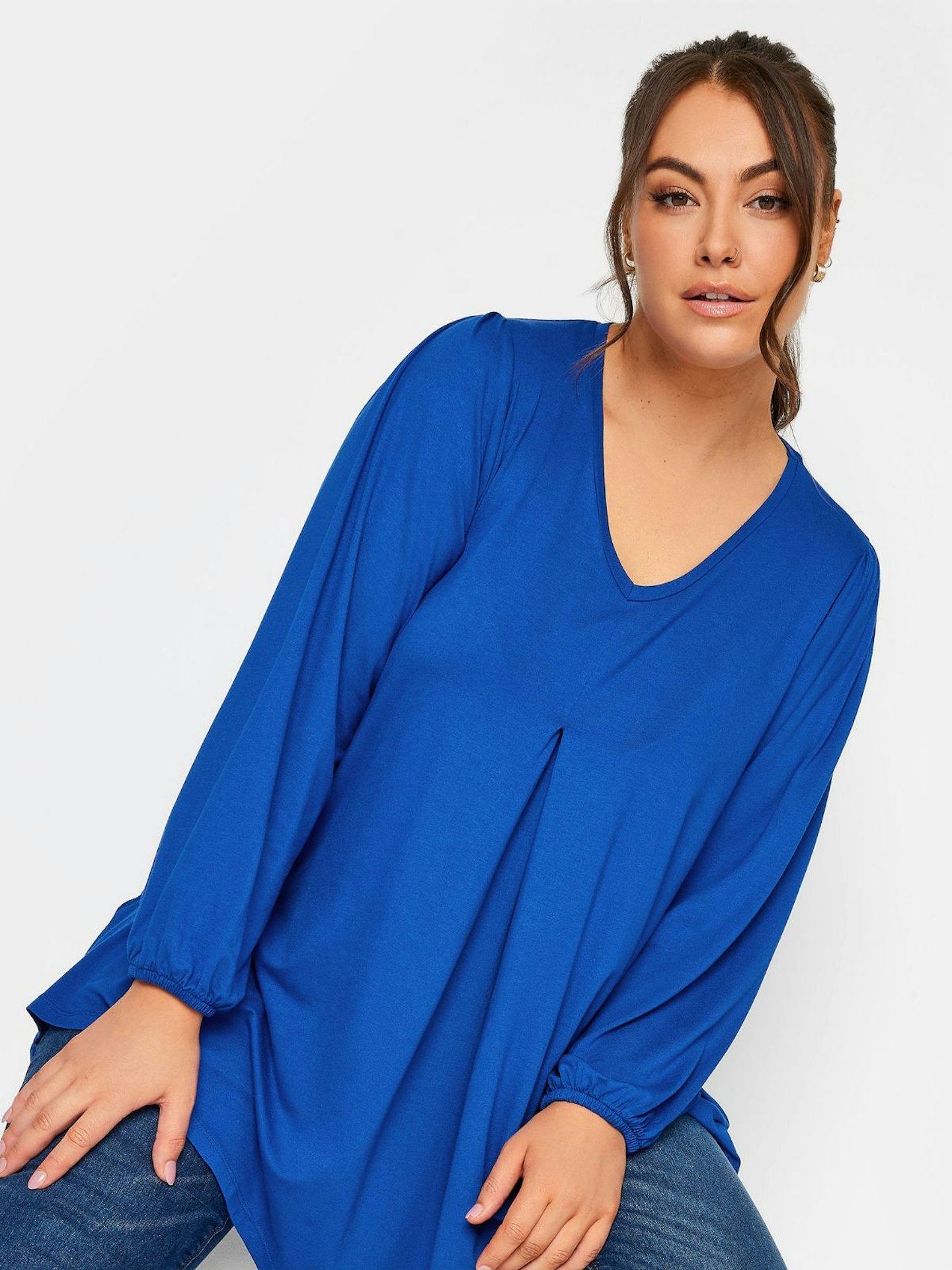 YOURS Curve Blue Long Sleeve Swing Top