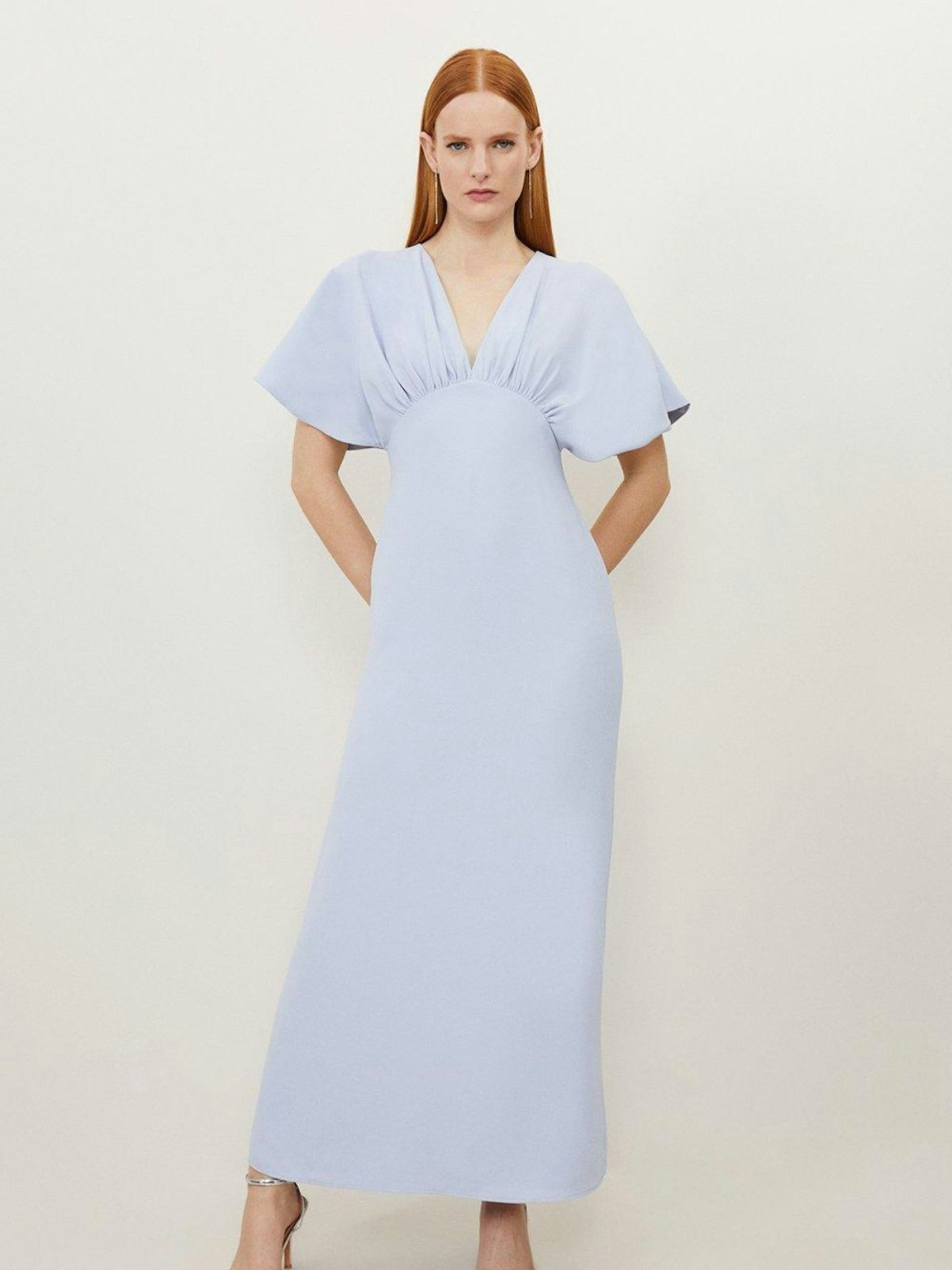 Karen Millen Fluid Tailored Waterfall Sleeve Maxi Dress
