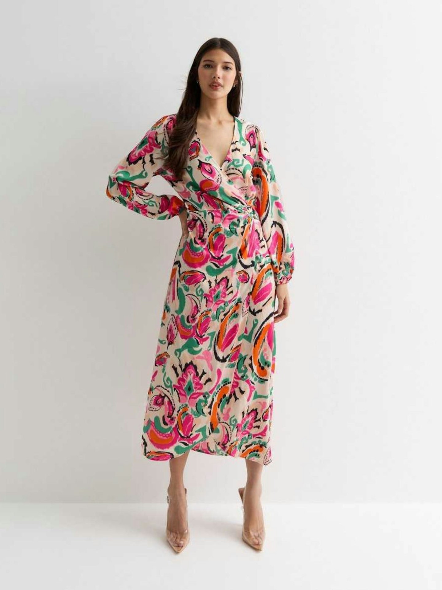 Gini London Multicoloured Floral Wrap Midi Dress