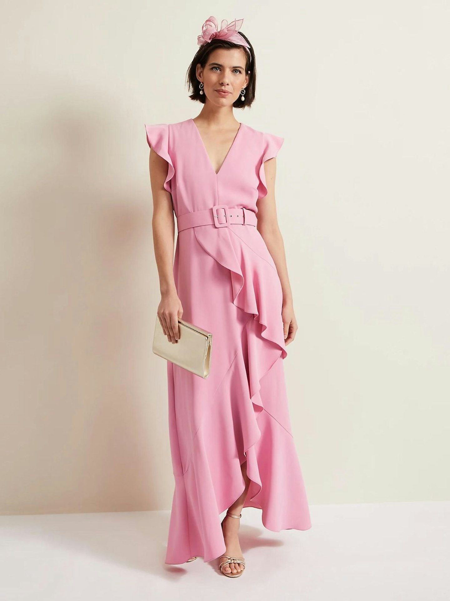 Phase Eight Ruffle Belted Maxi Waisted Dress