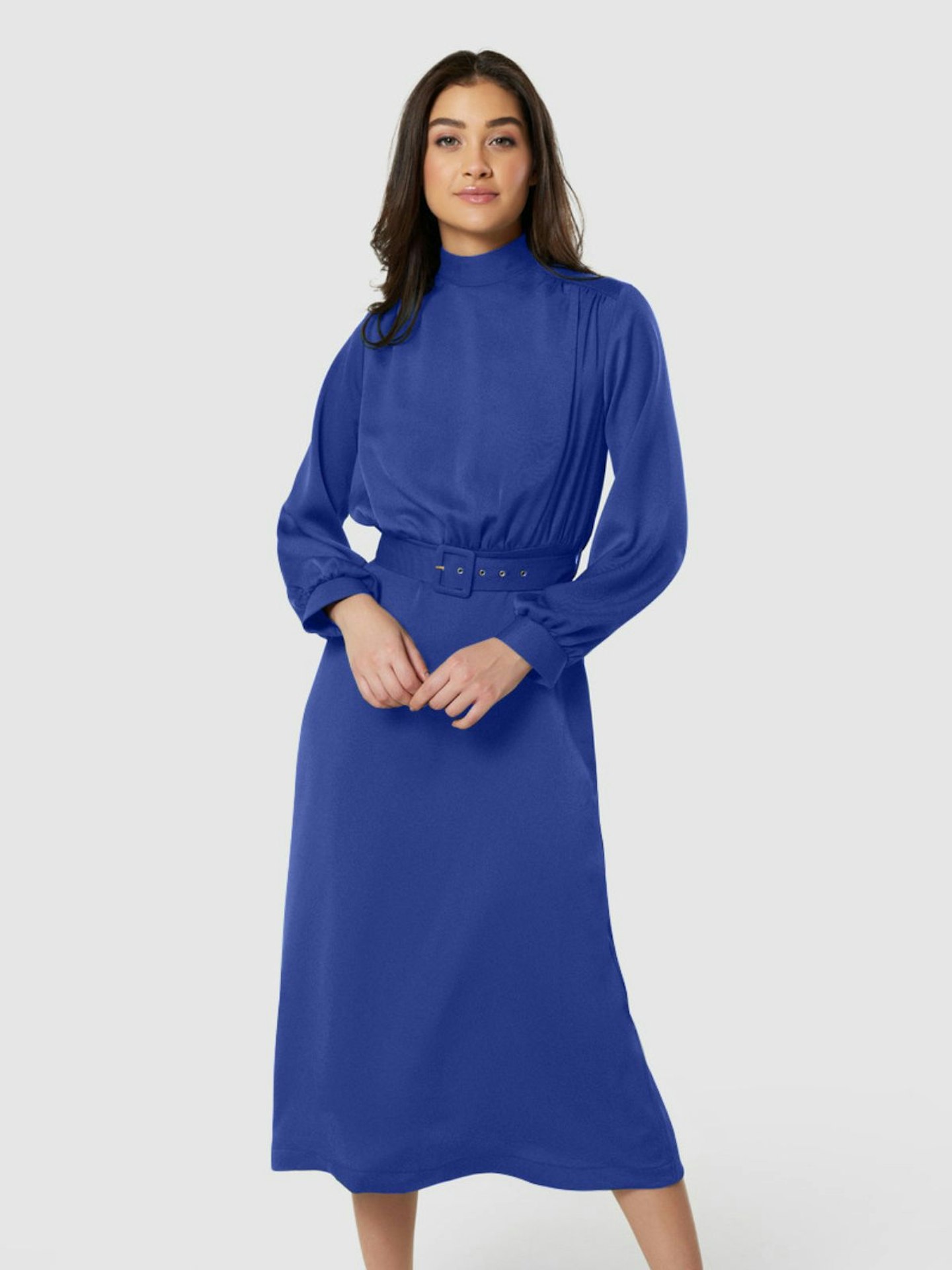 Closet London Cobalt Blue High Neck Midi Dress