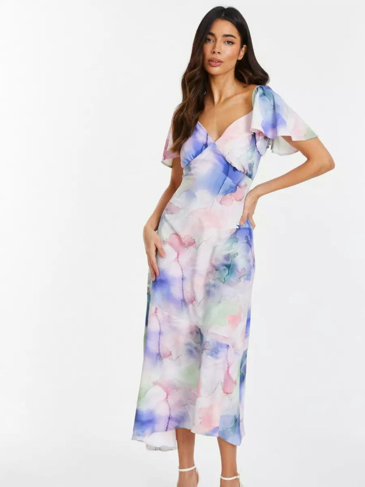 Quiz Blue Abstract Print Midaxi Dress