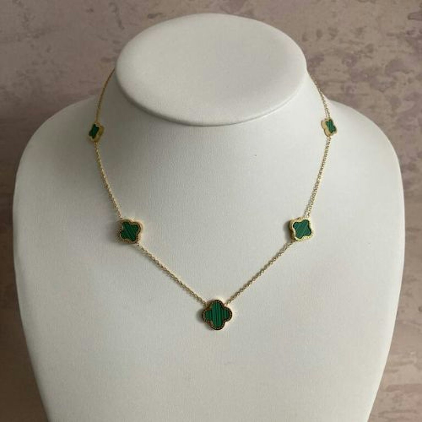 SR Collection Gold Plated Four Leaf Clover Necklace Emerald
