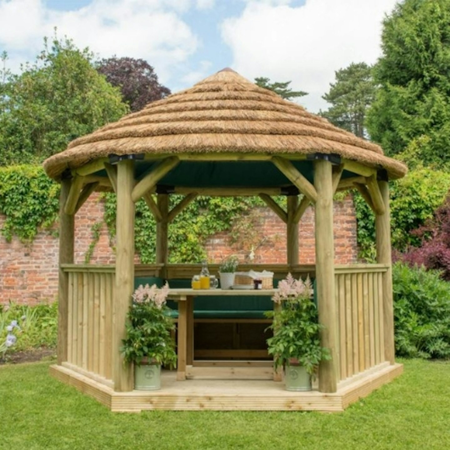 Homebase Forest Thatch Roof Furnished Gazebo (Installation Included) 