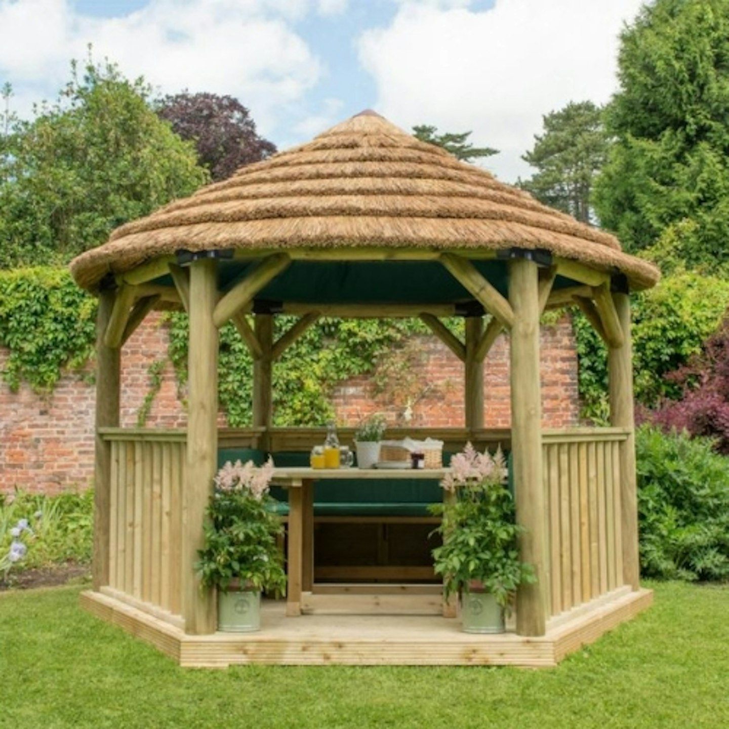 Homebase Forest Thatch Roof Furnished Gazebo (Installation Included)