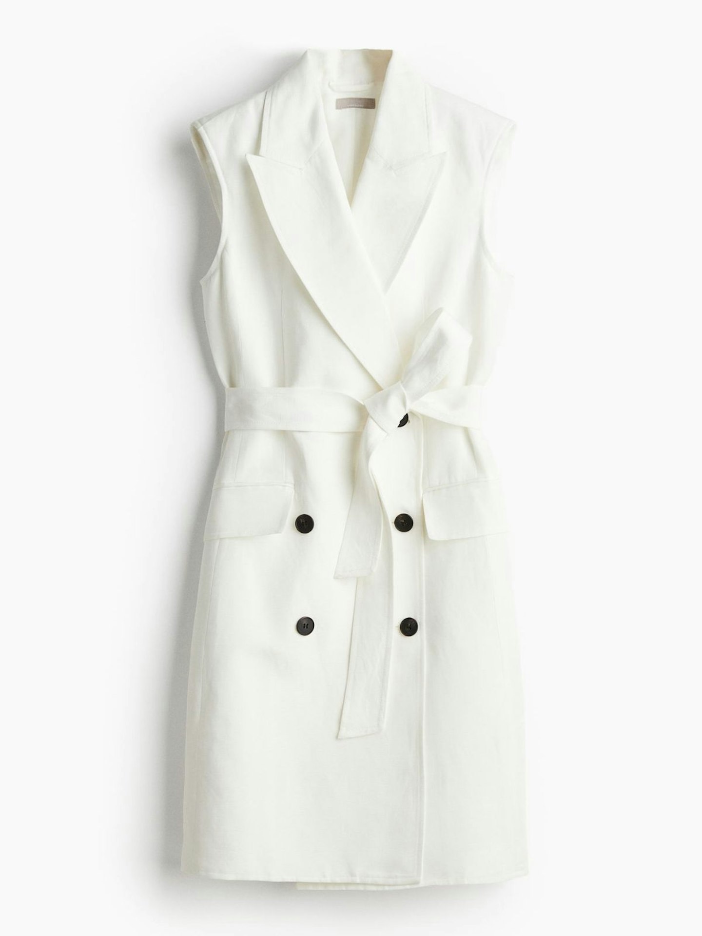 H&M Linen-Blend Blazer Dress In White