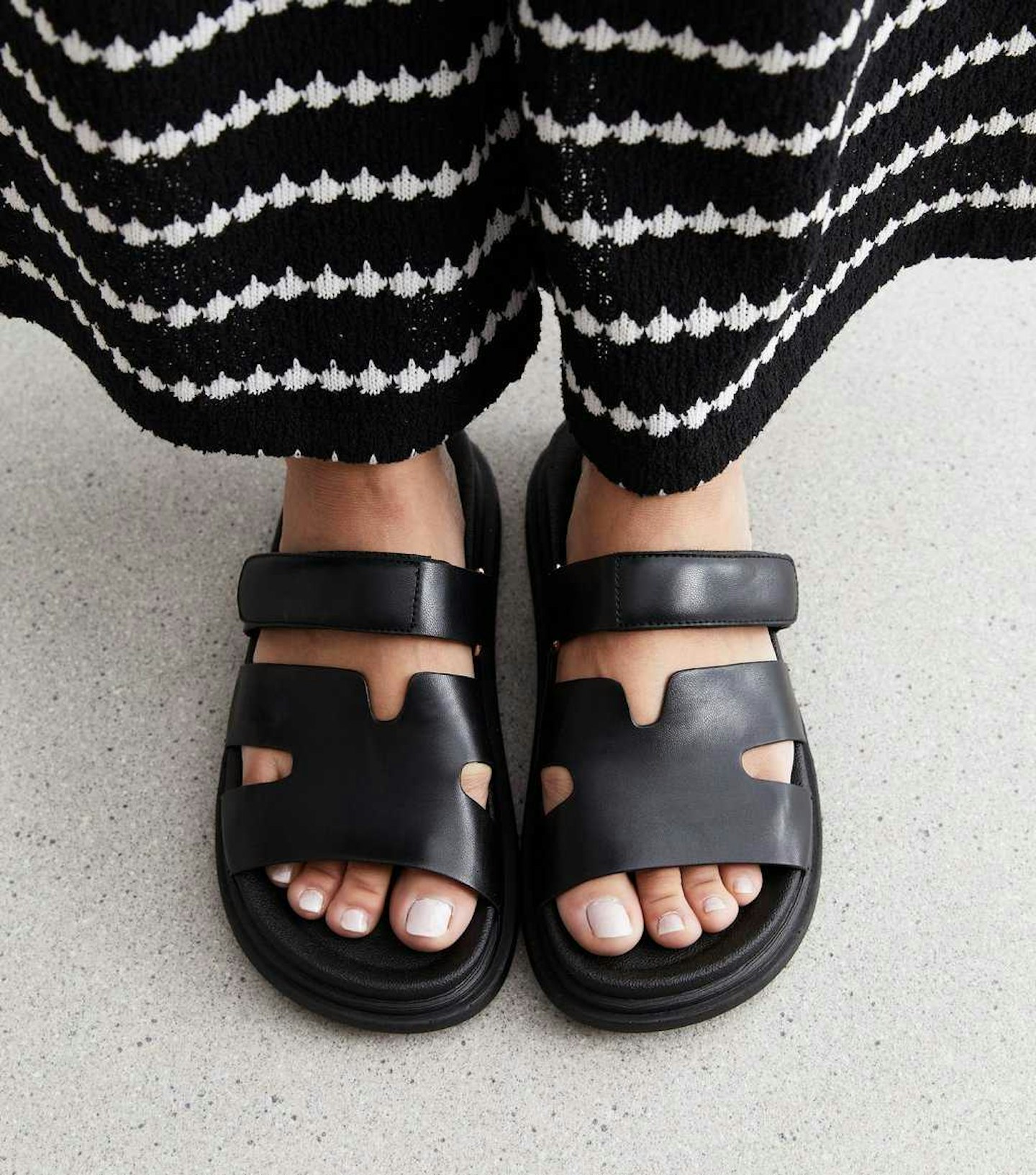 New Look Black Leather Look Chunky Slides