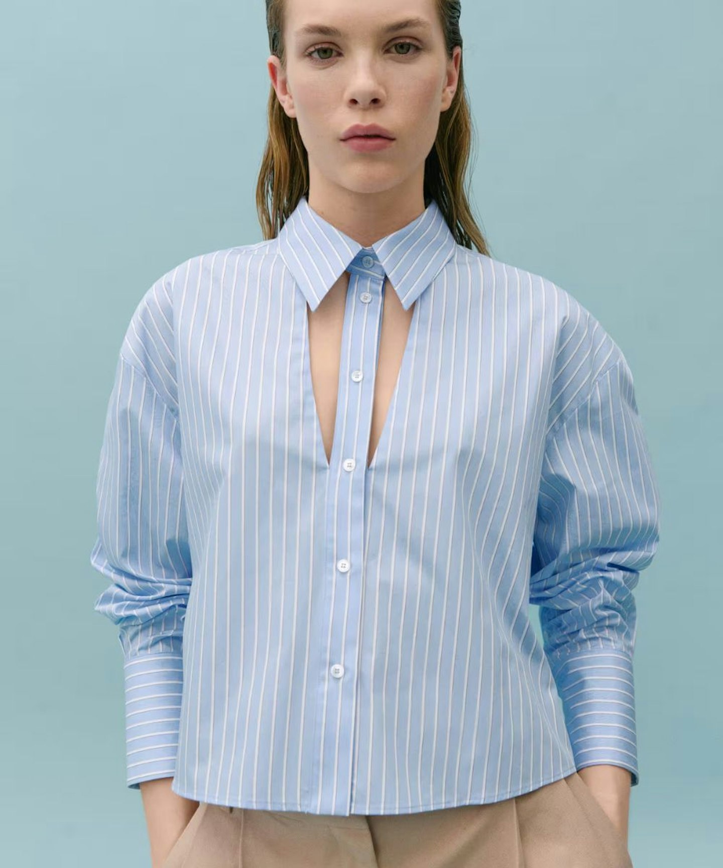 Striped Shirt With Cut-Out