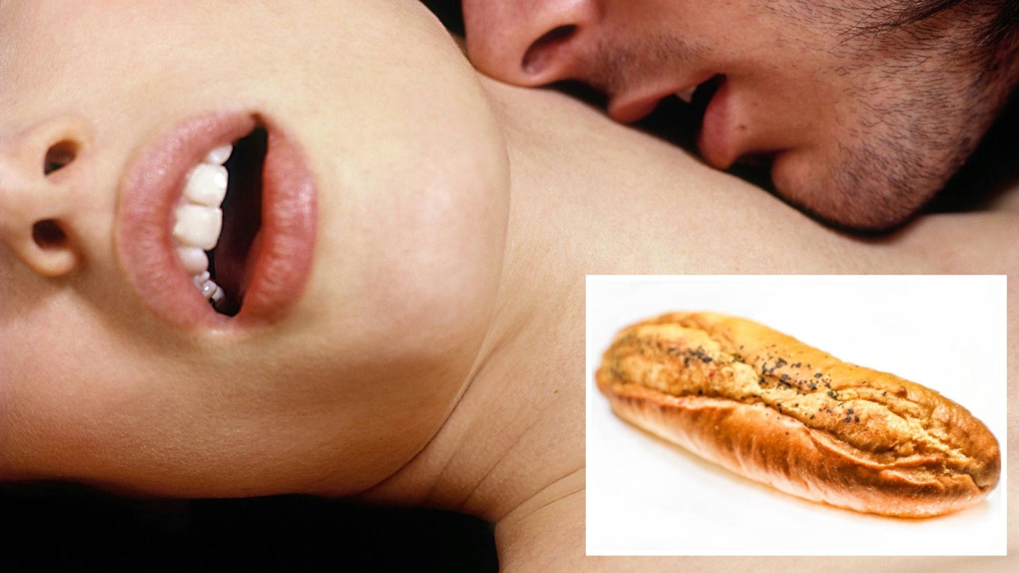 Swingers and a garlic baguette in a comped image
