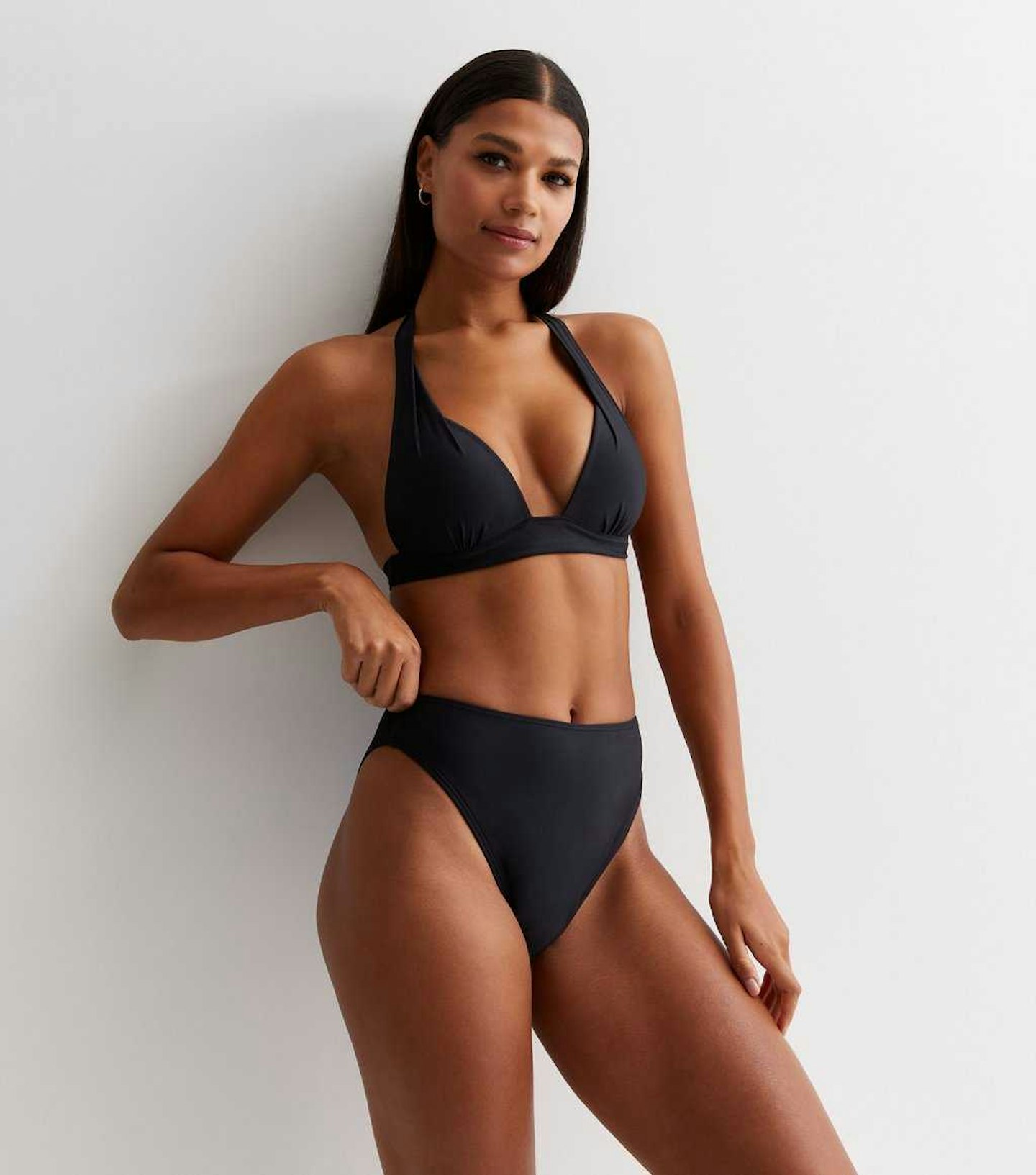 New Look Black High Leg High Waist Bikini Bottom