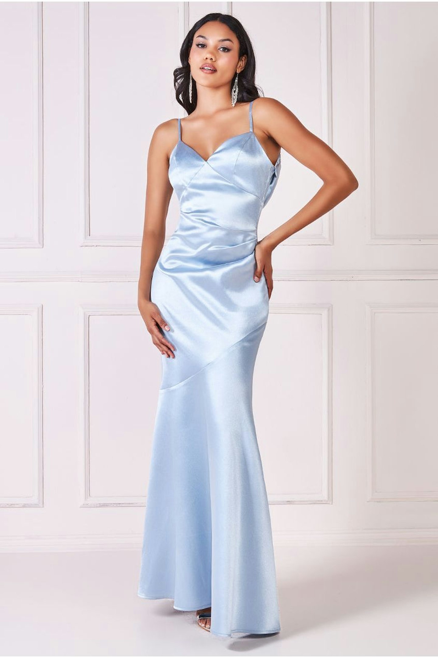 Goddiva Cowl Back Satin Maxi Dress