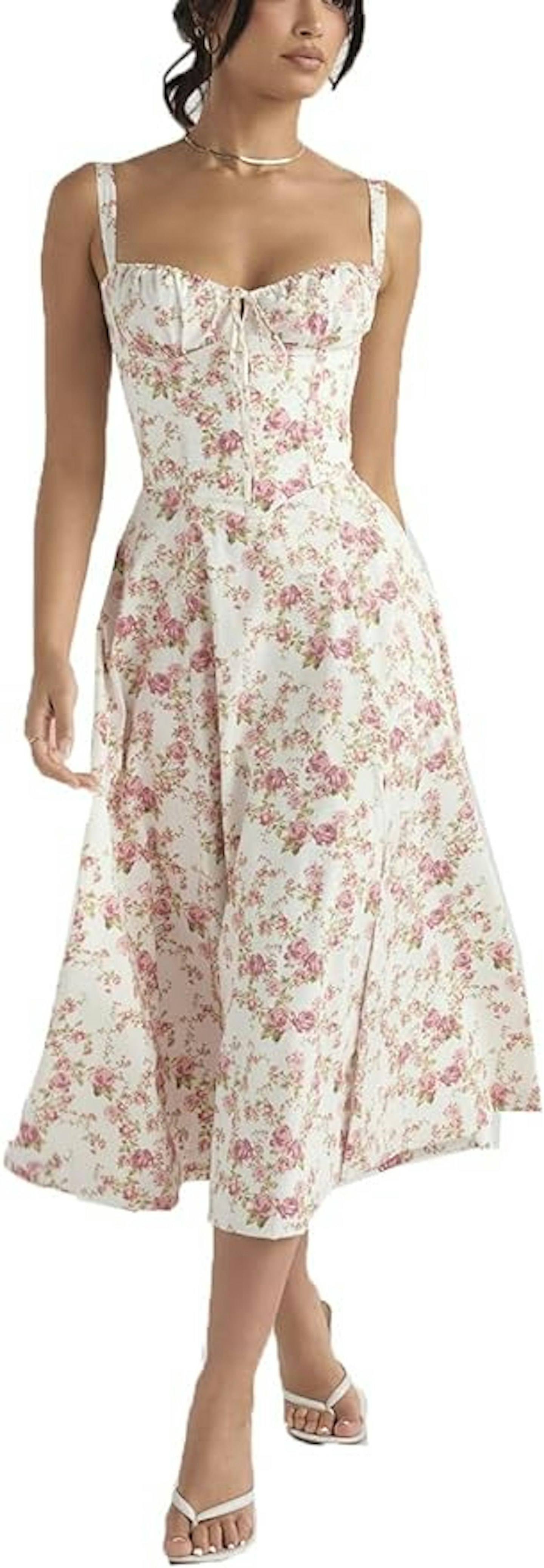 Women's Floral Corset Midi Dress