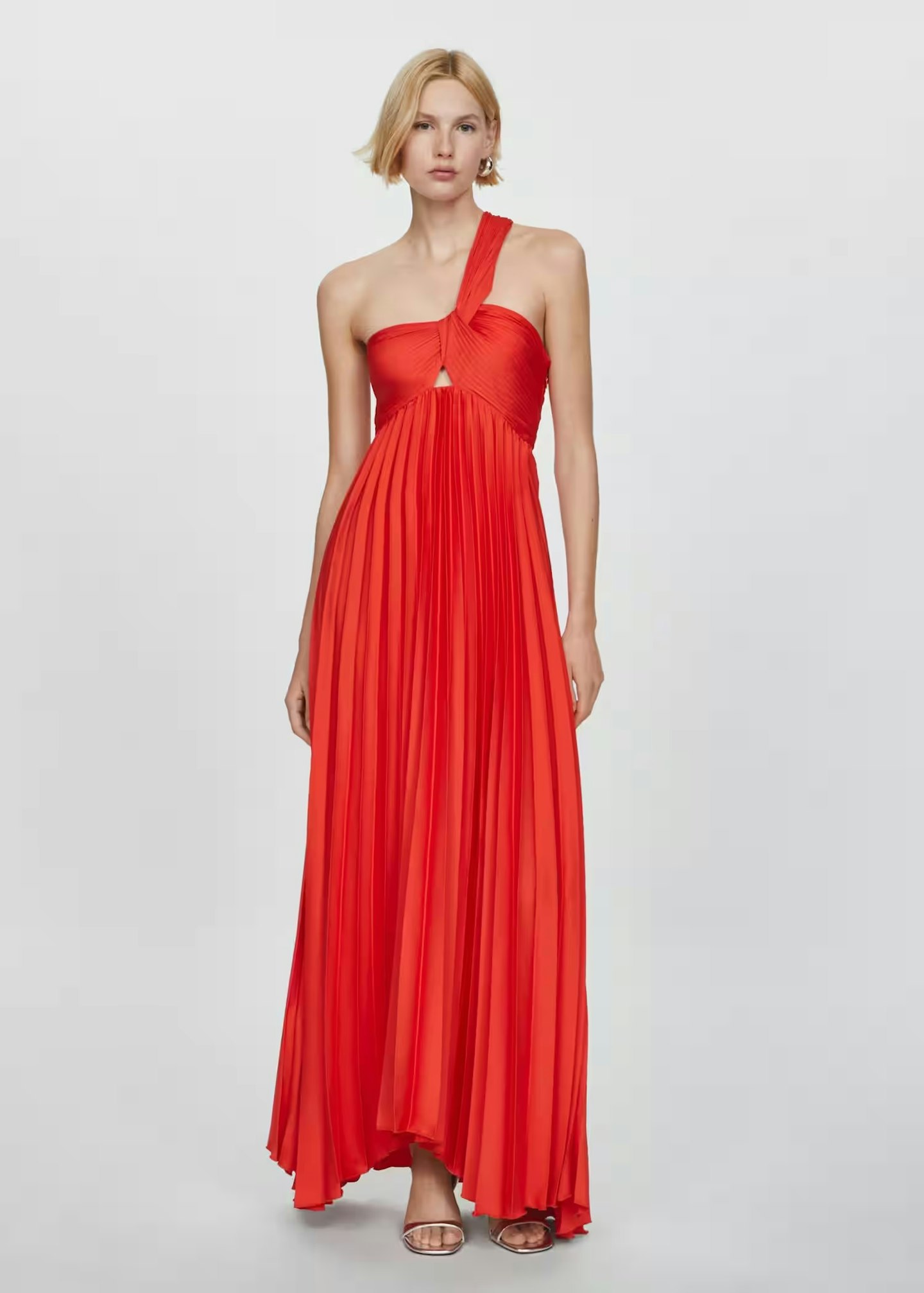 Mango Asymmetrical Pleated Dress