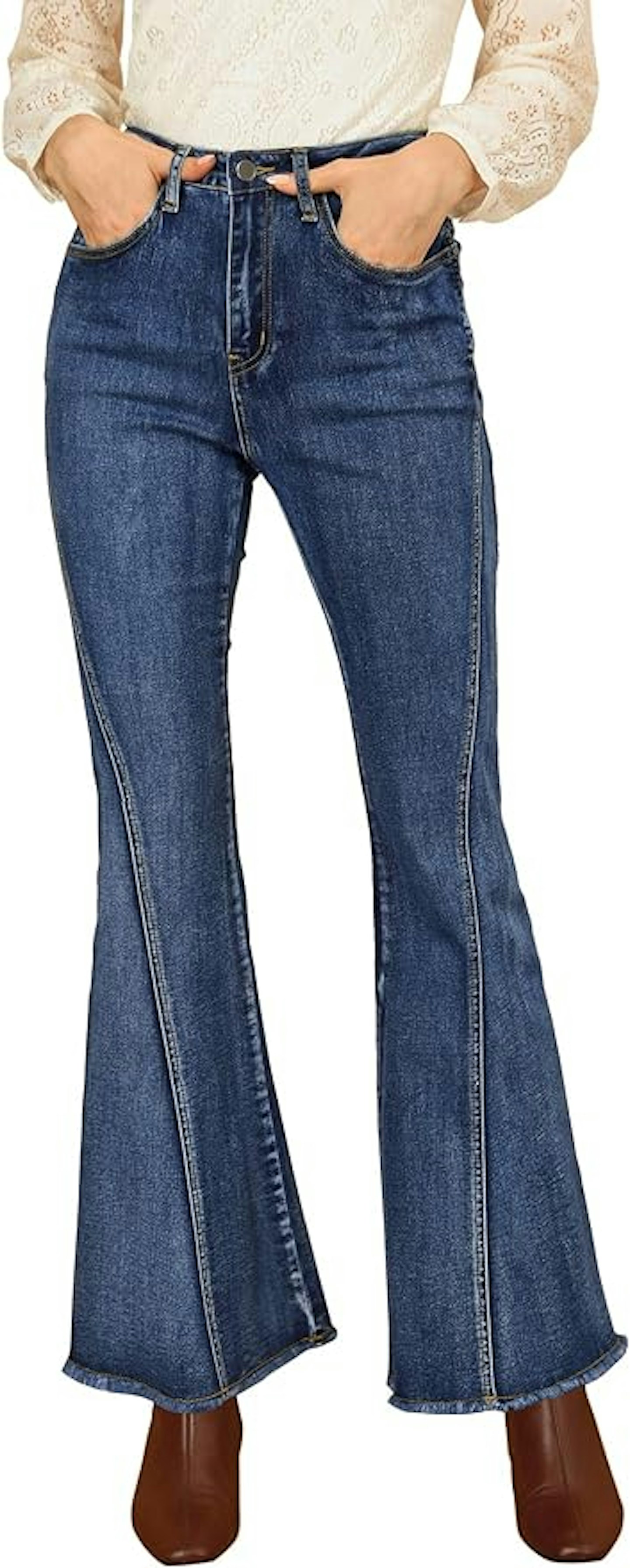 Allegra K Women's 70s Vintage Flare Jeans