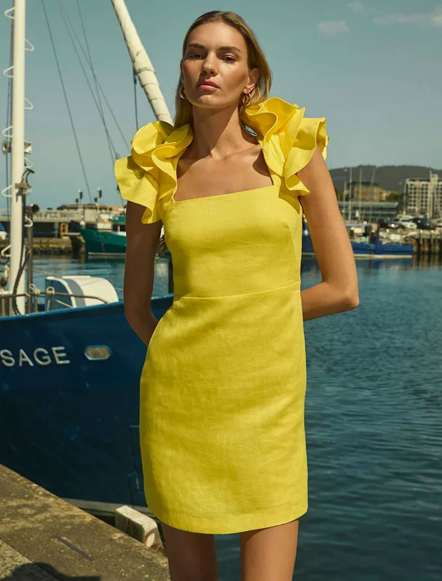 Mackenzie Ruffle-Sleeve Mini Dress
