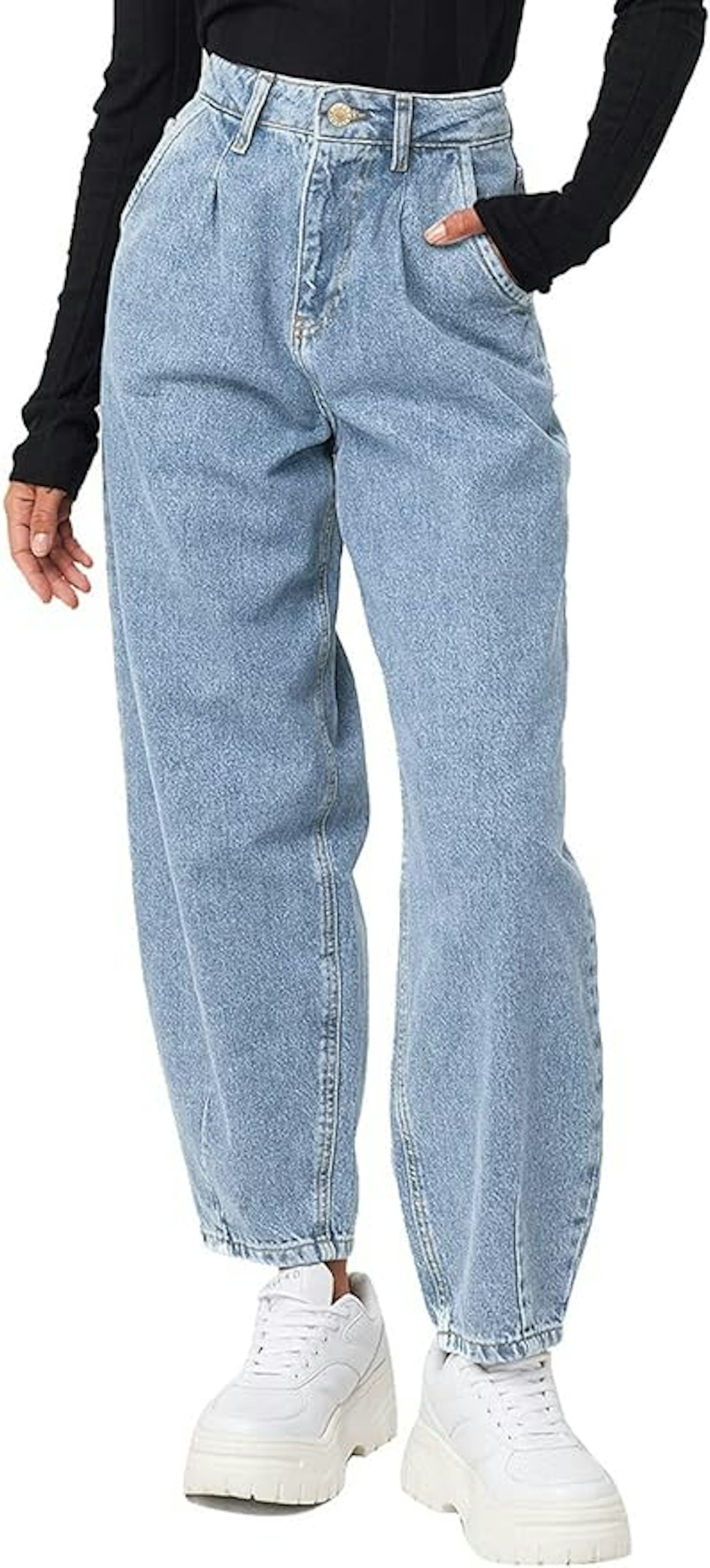 Vetinee Mom High Waisted Balloon Loose Tapered Jeans