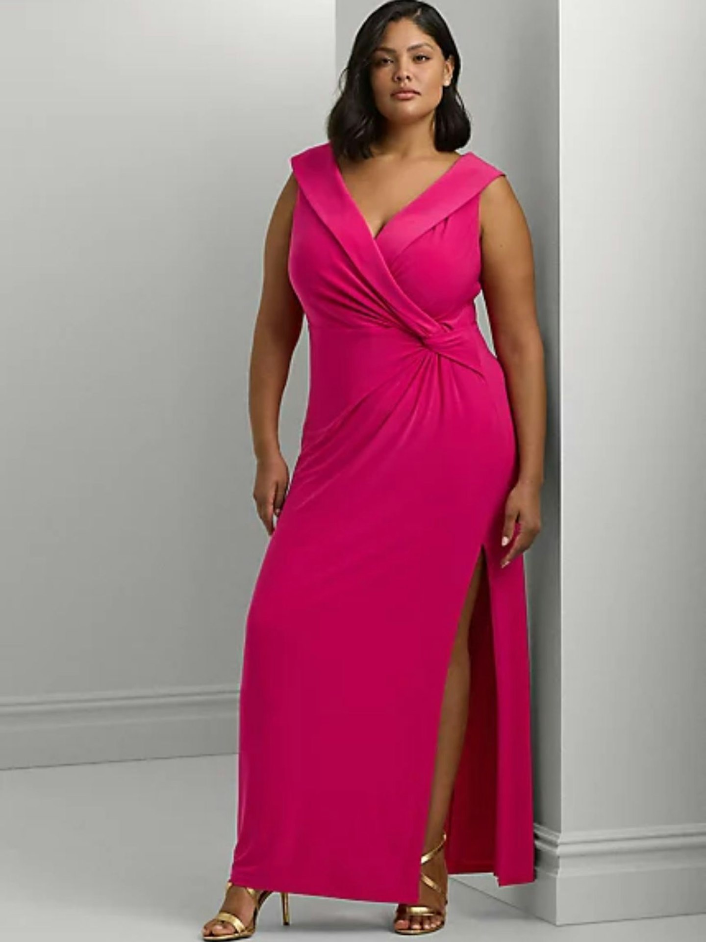 Ralph Lauren Jersey Off-The-Shoulder Gown