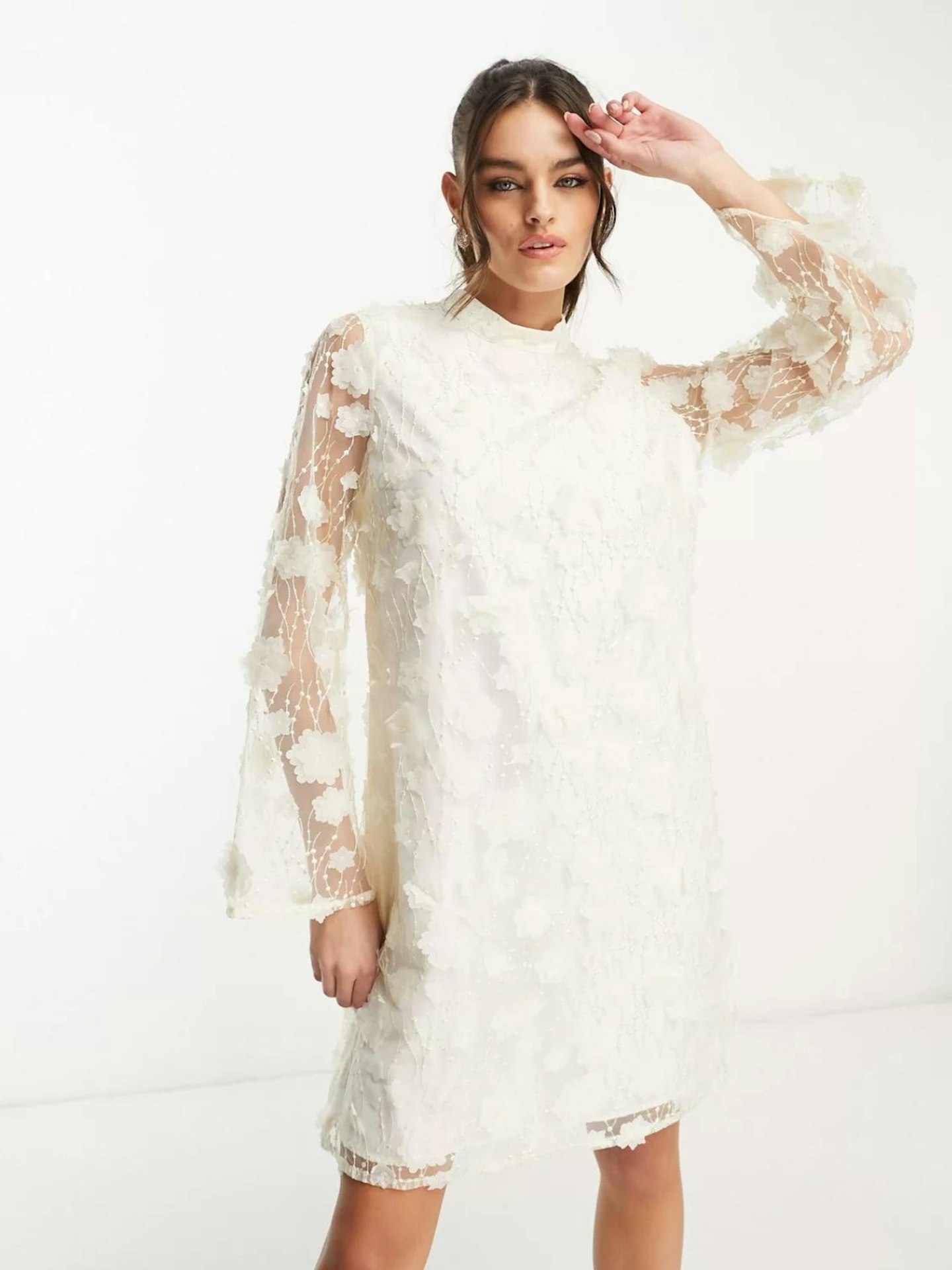 ASOS Y.A.S Bridal 3D Floral Mini Dress