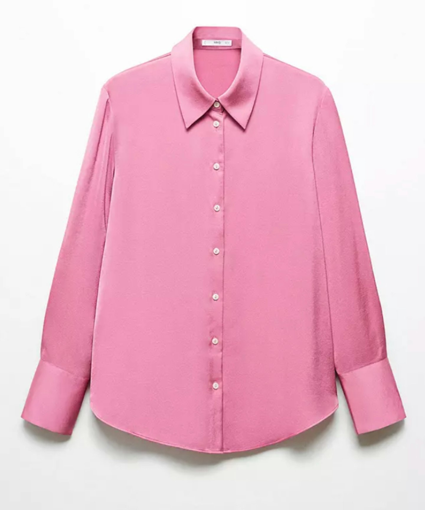 Mango Ideale Satin Shirt, Bright Pink