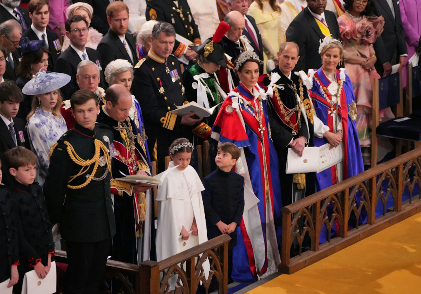 Harry with the other royals at King Charles' coronation