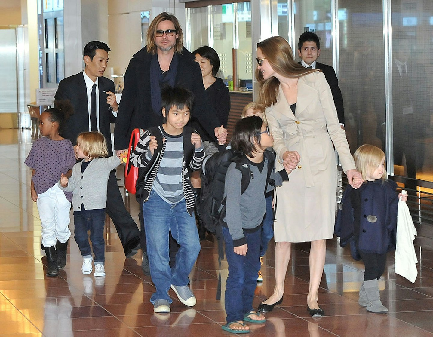 Brad Pitt and Angelina Jolie with their children in 2008