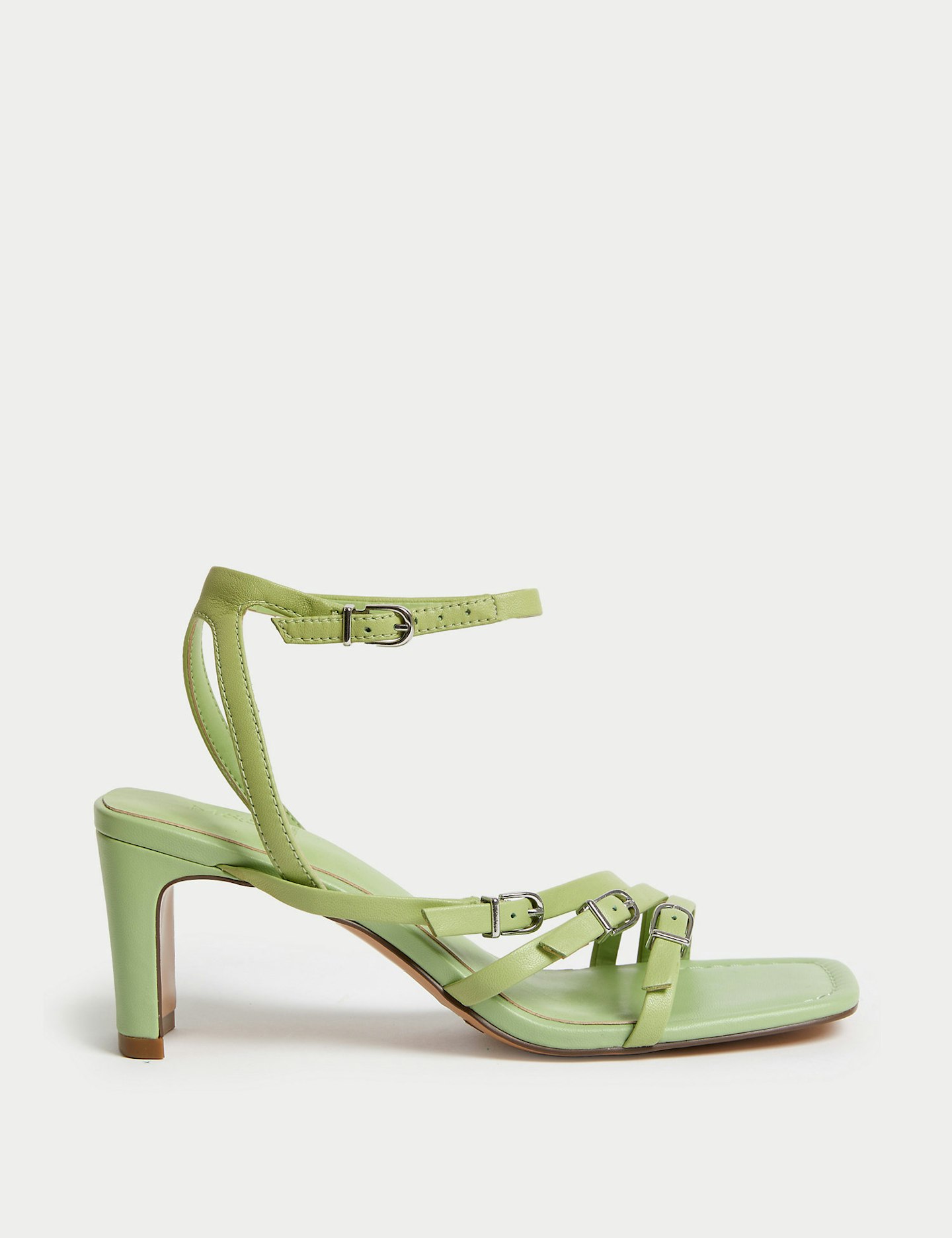 M&S Leather Buckle Strappy Block Heel Sandals