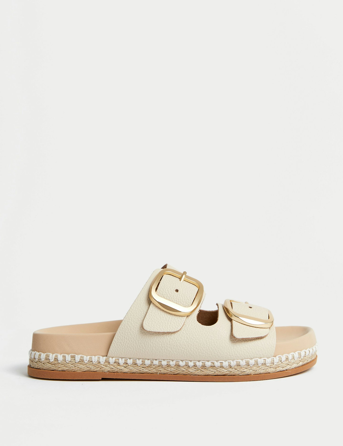 M&S Leather Double Buckle Flatform Sandals