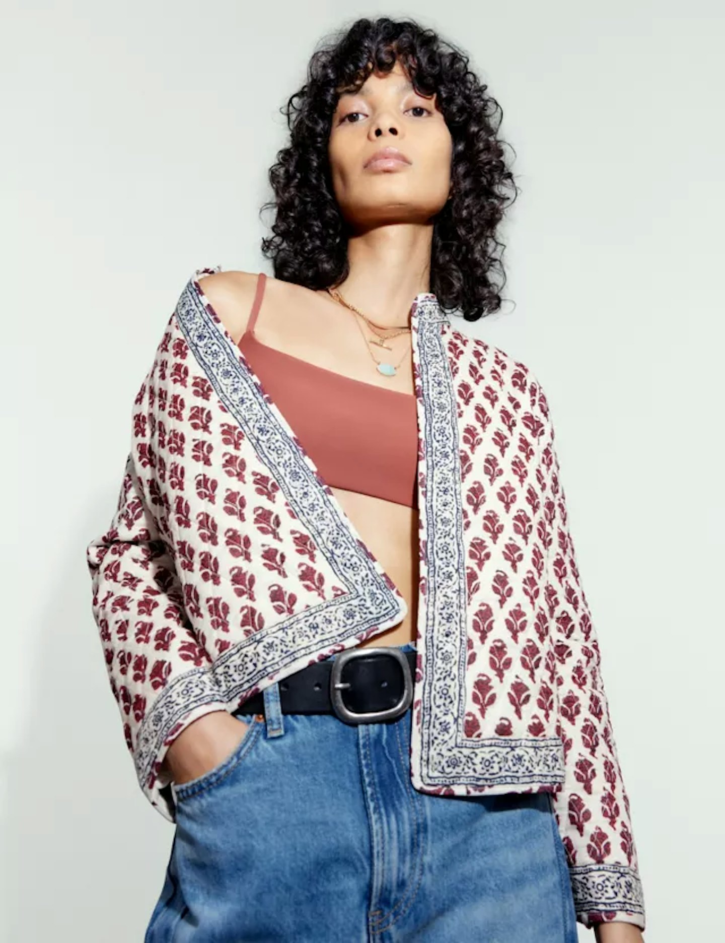 M&S X Sienna Miller Pure Cotton Printed Quilted Jacket