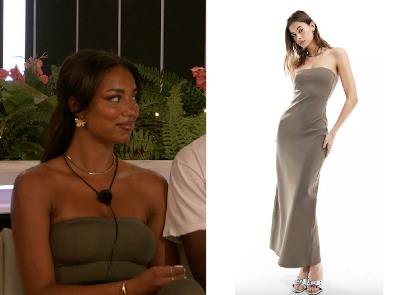 Uma Jammeh's Khaki Strapless Dress