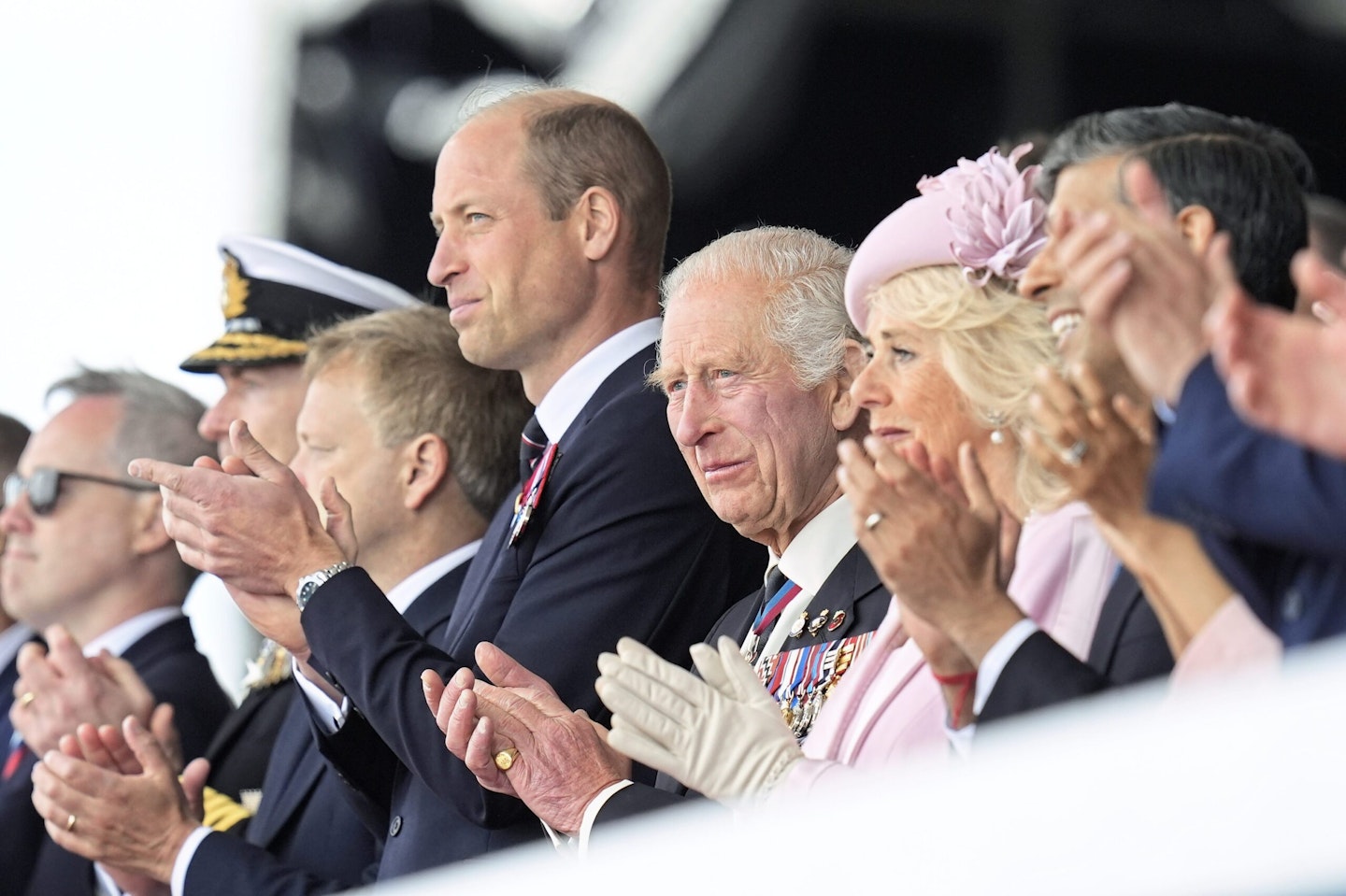 (L-R) Prince William, Prince of Wales, King Charles III and Queen Camilla