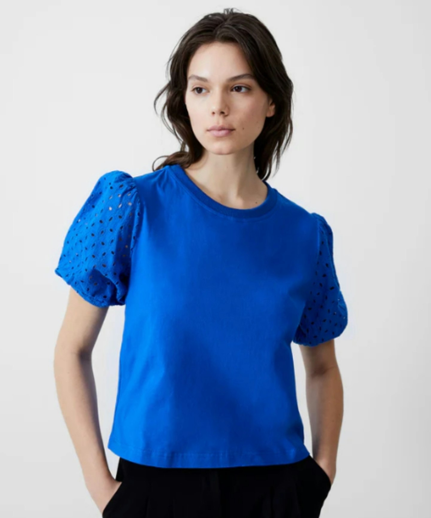 French Connection Broderie Sleeve Top