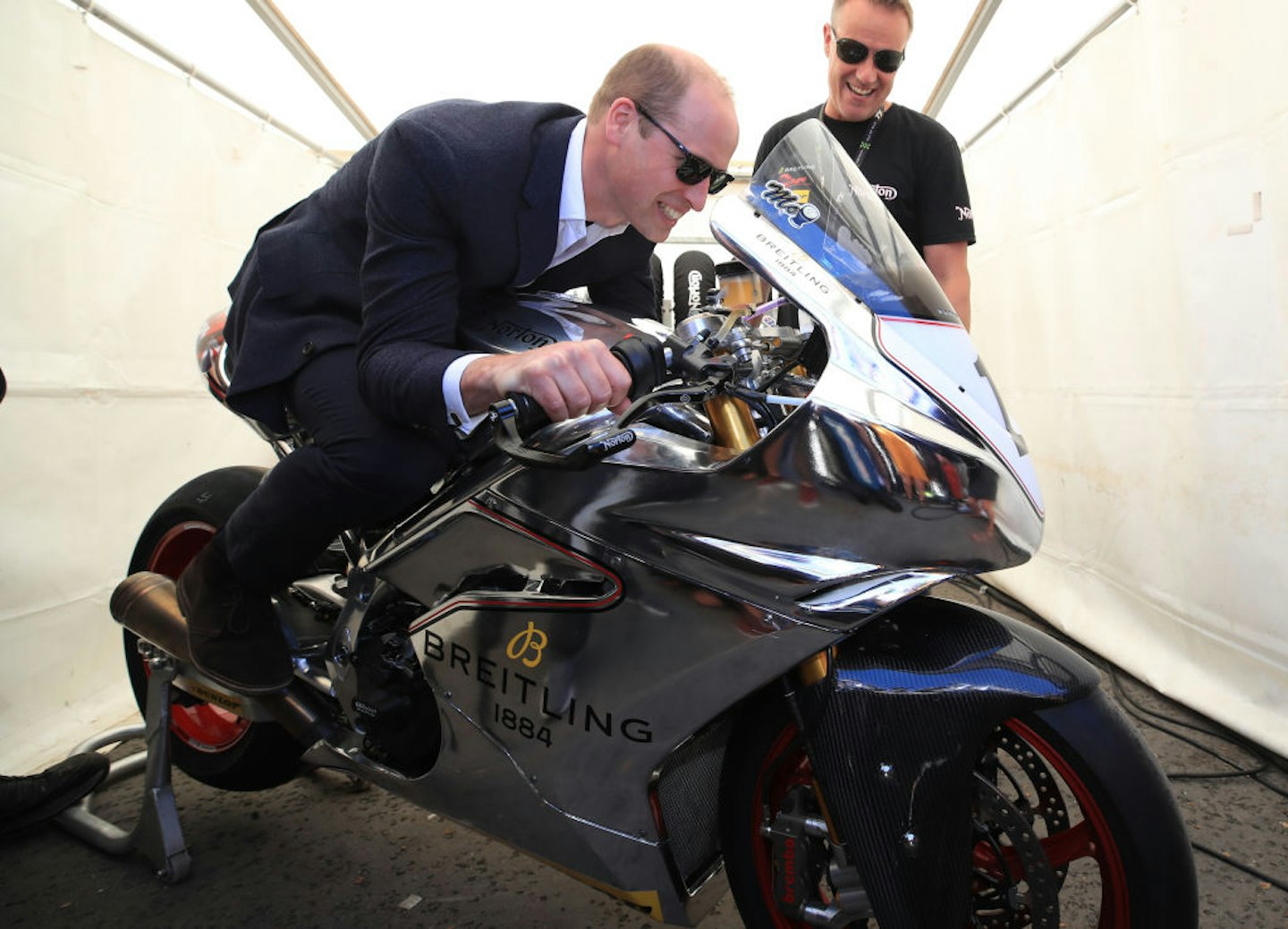 Prince William trying out a motorbike