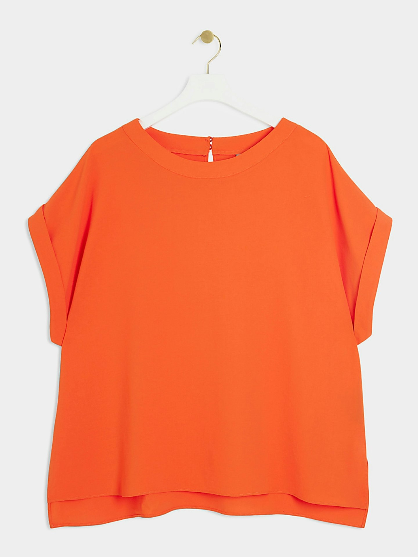 River Island Plus Red Crepe Turned Cuff T-Shirt