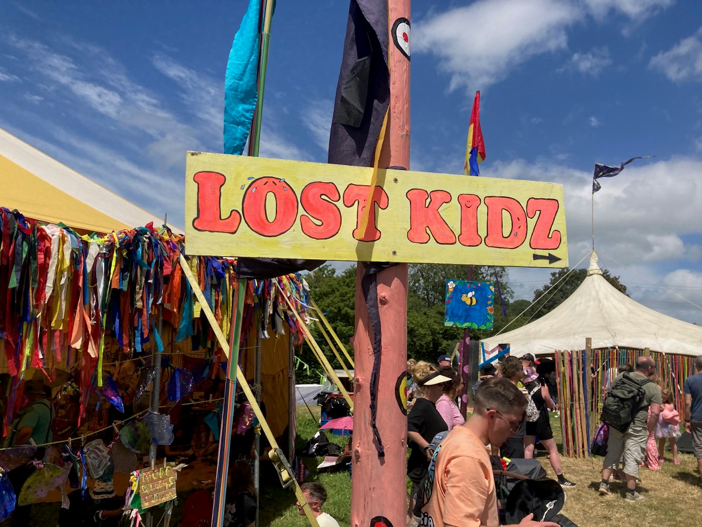 Lost Kidz sign at Glastonbury festival