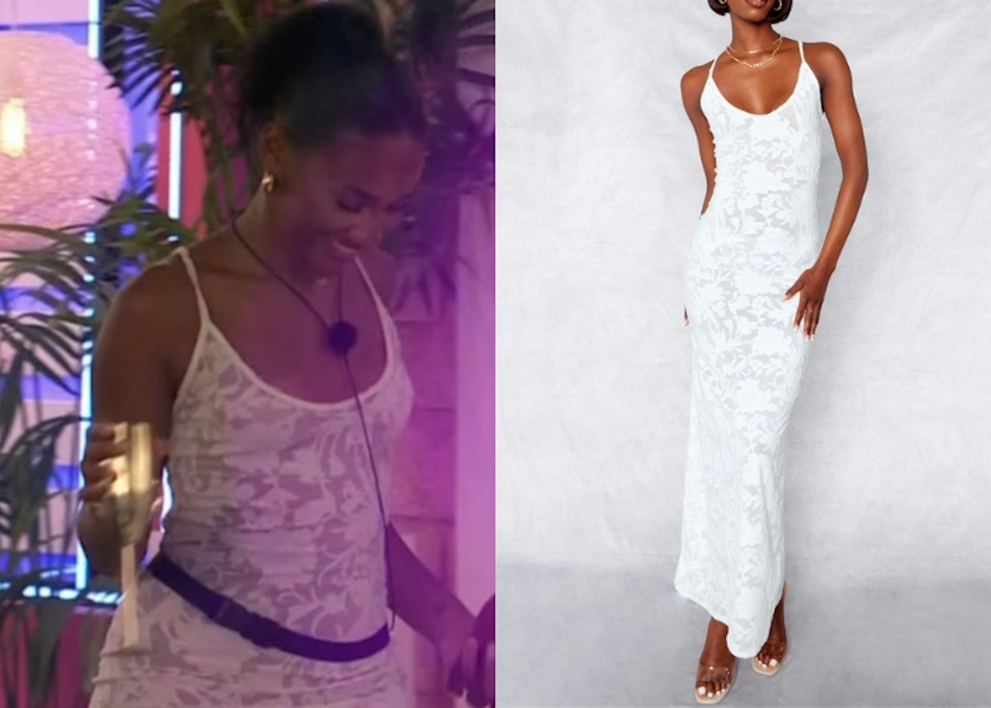 Jessica Spencer's White Jacquard Lace Dress