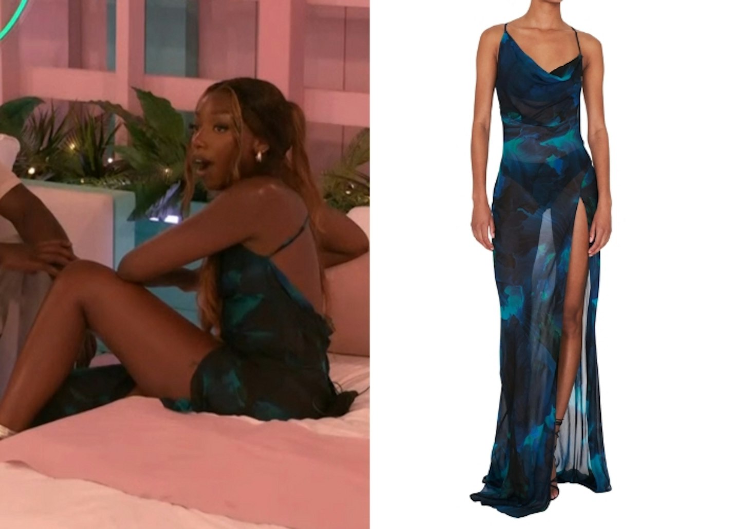 Mimii Ngulube's Blue Cowl Neck Maxi Dress