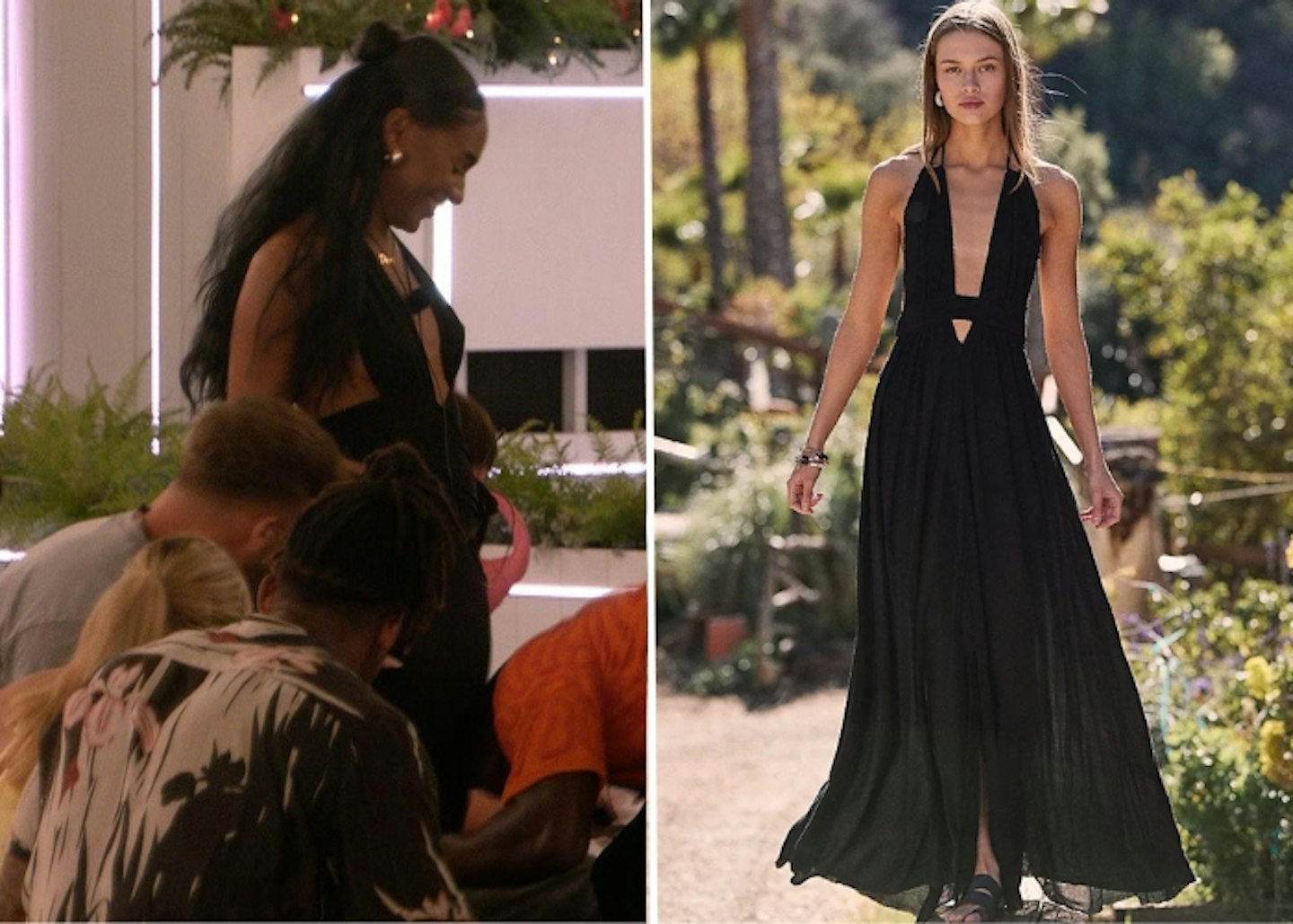 Jessica Spender's Plunge Black Maxi Dress